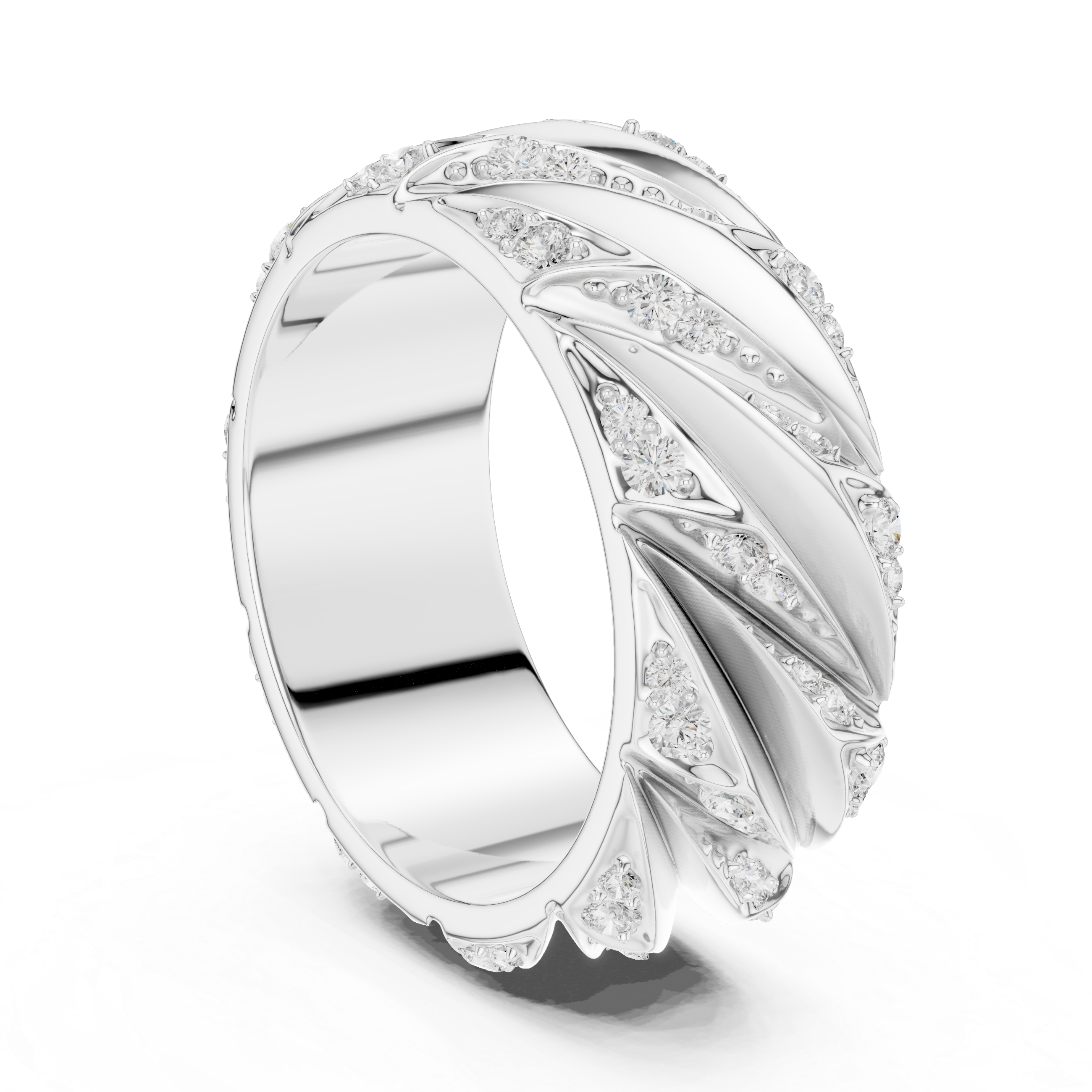 Men’s Sculpted Diamond Pattern Band Ring in Gold