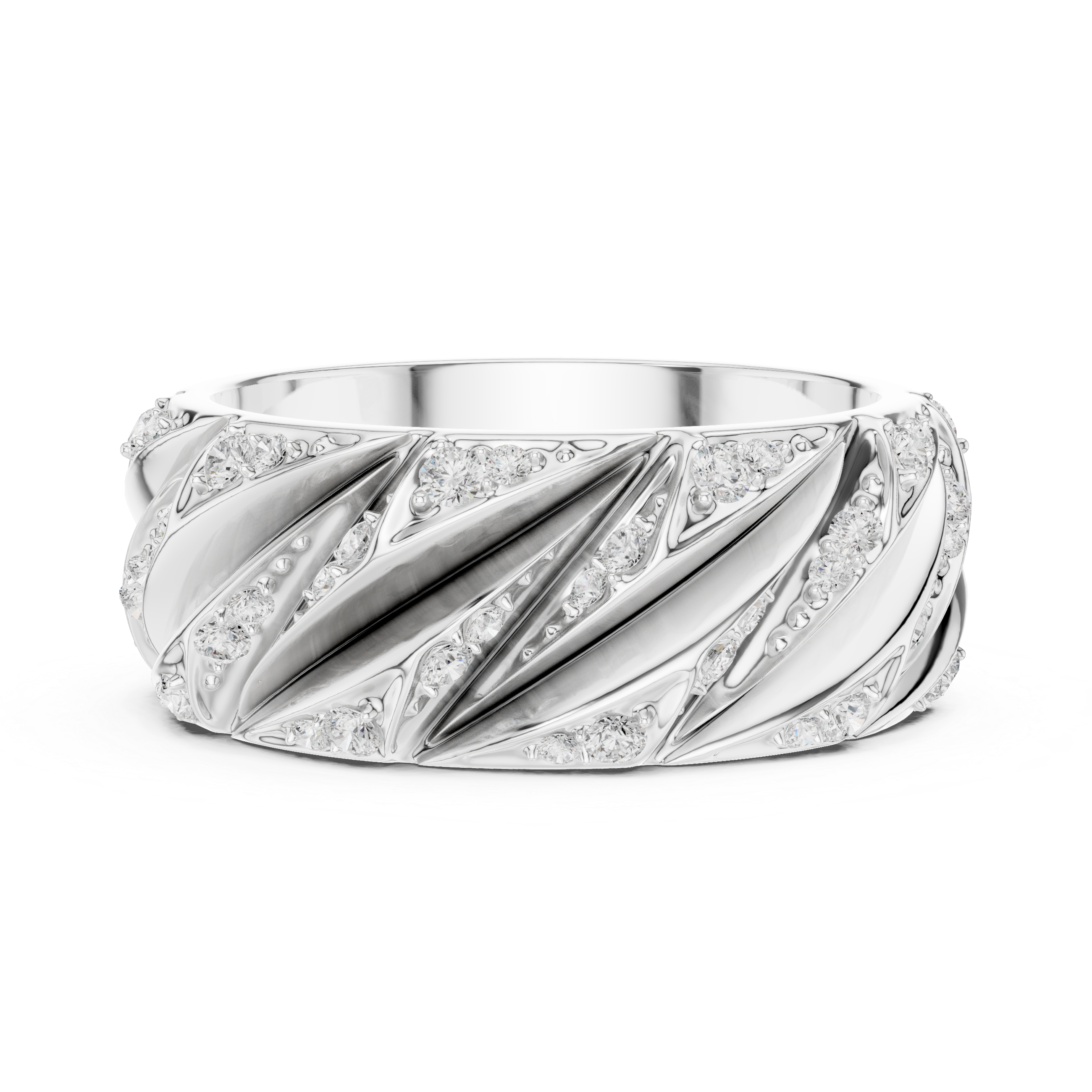 Men’s Sculpted Diamond Pattern Band Ring in Gold