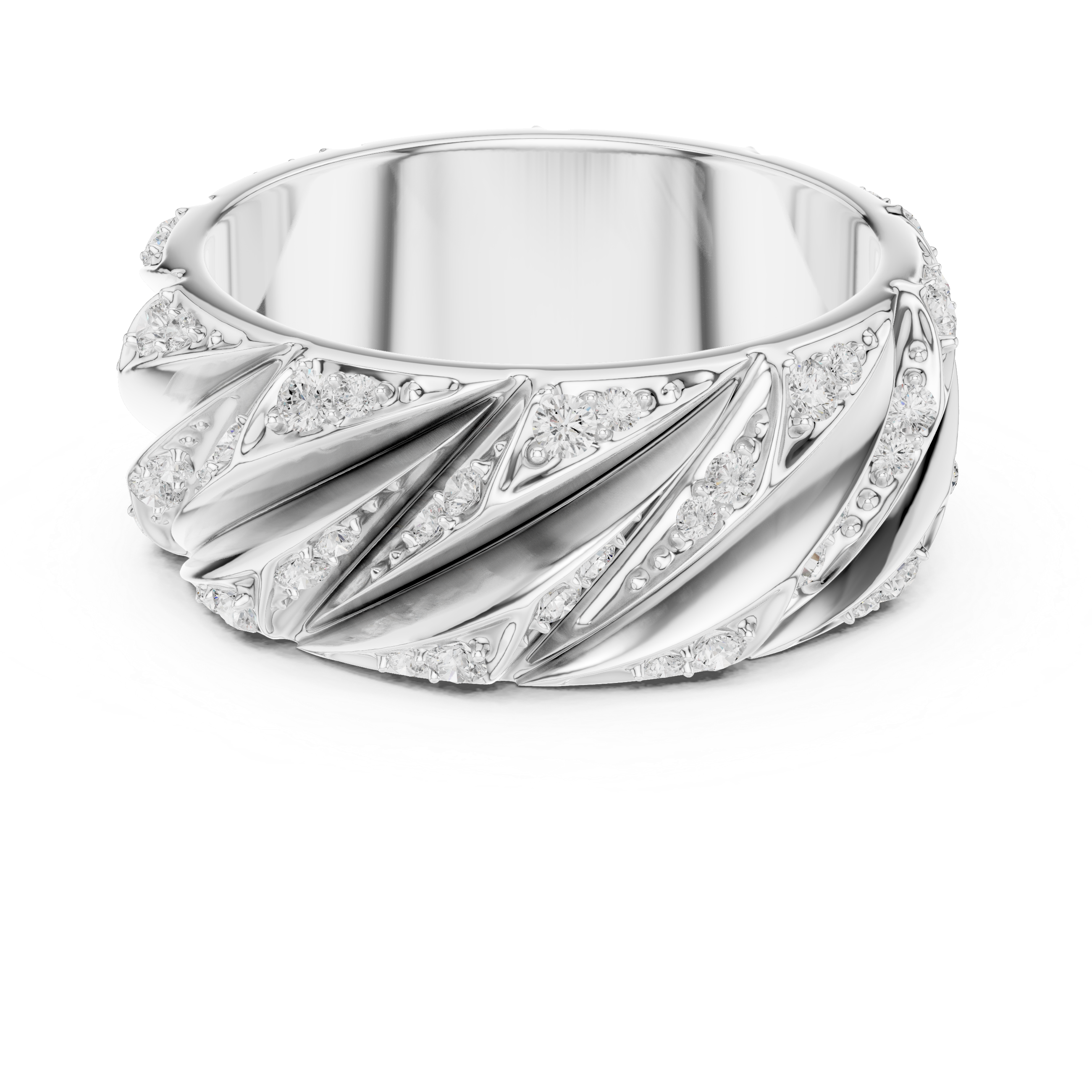 Men’s Sculpted Diamond Pattern Band Ring in Gold