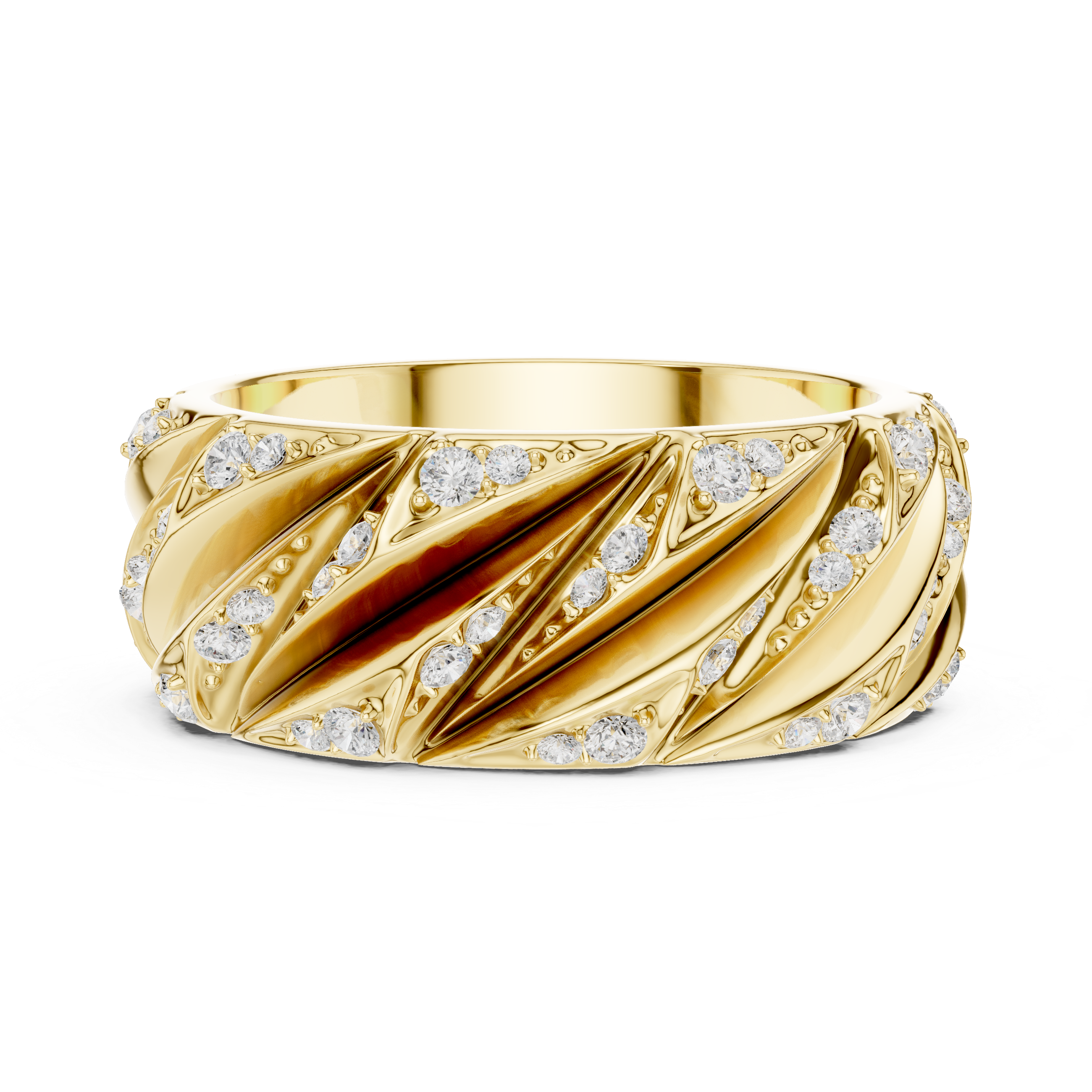 Men’s Sculpted Diamond Pattern Band Ring in Gold