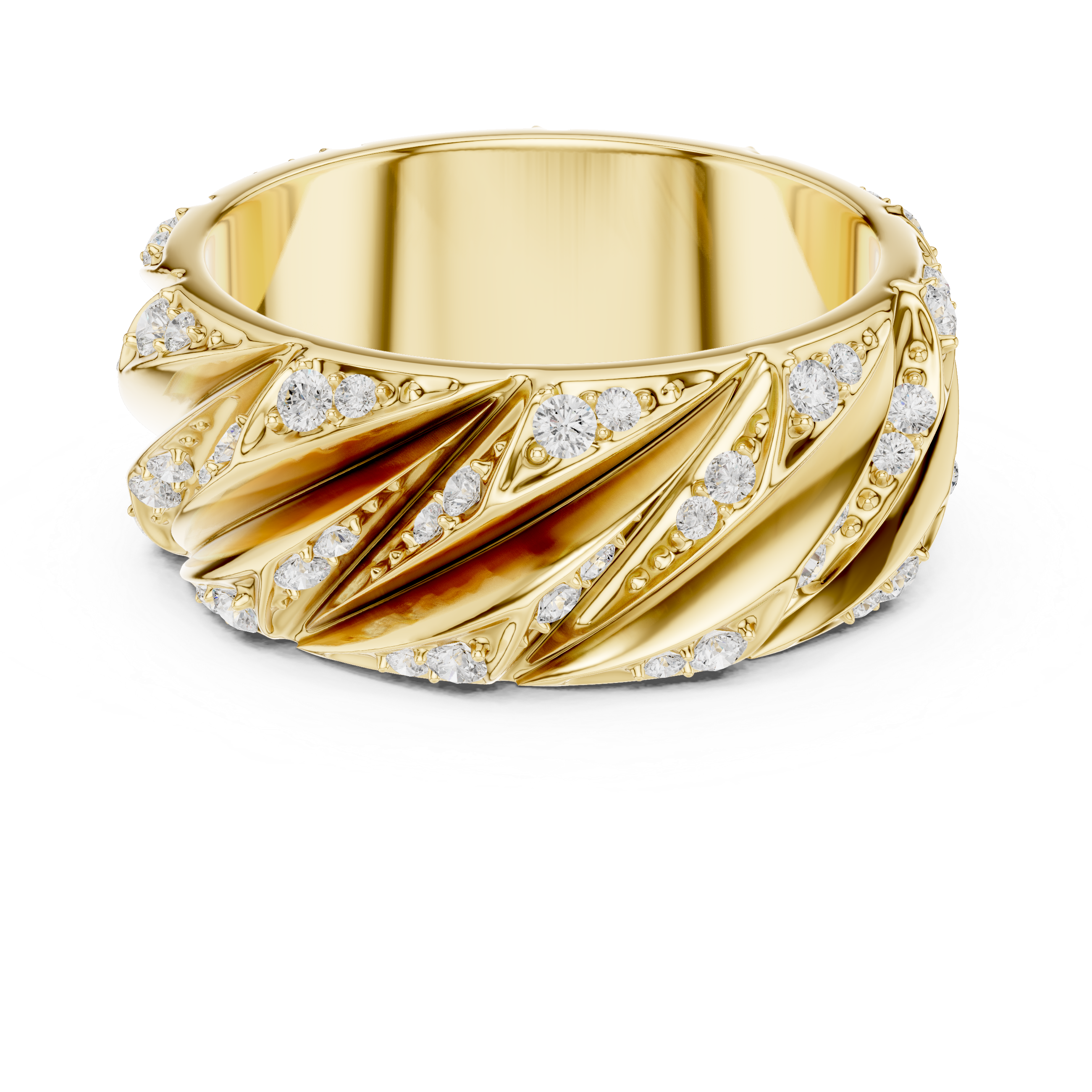 Men’s Sculpted Diamond Pattern Band Ring in Gold
