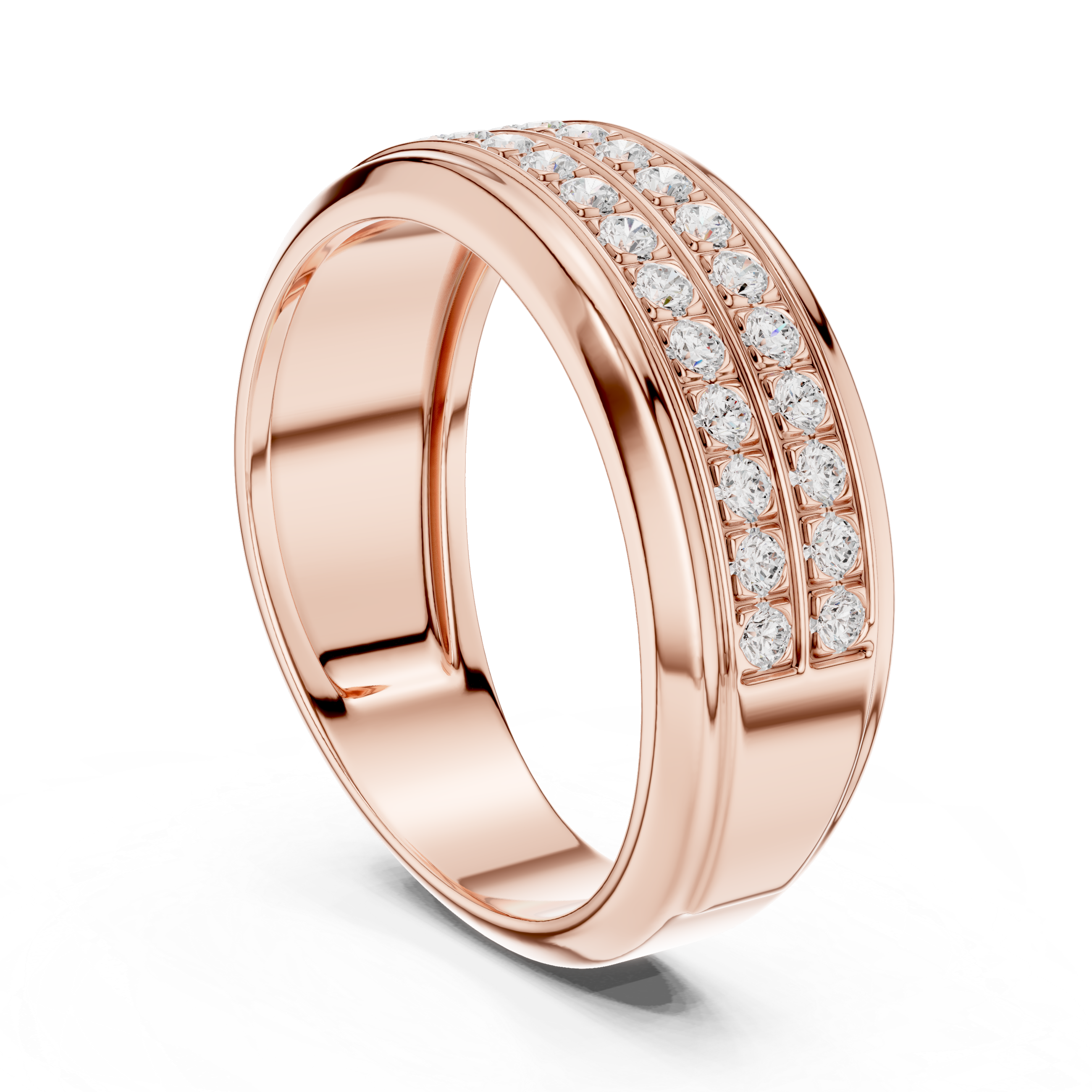 Men’s Triple Row Diamond Band Ring in Gold