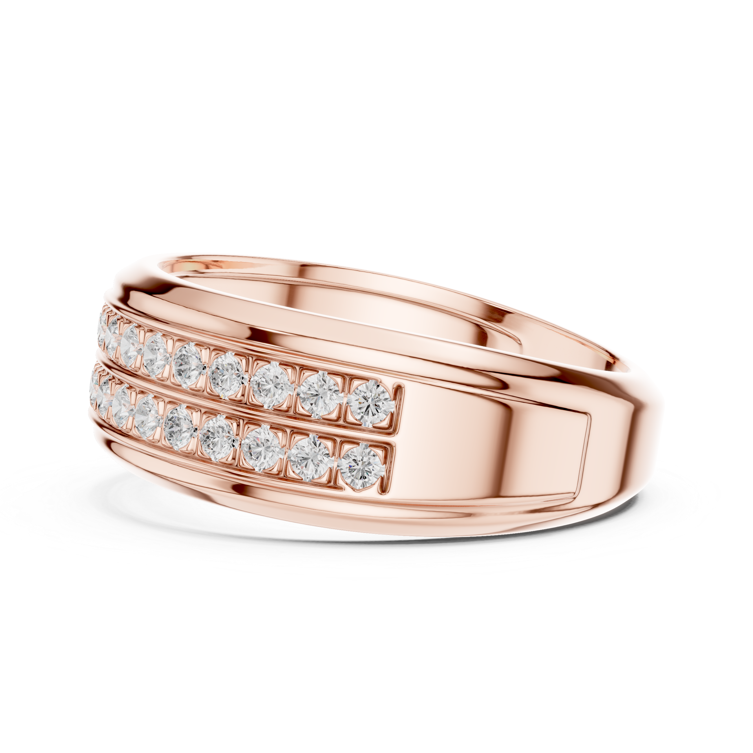 Men’s Triple Row Diamond Band Ring in Gold