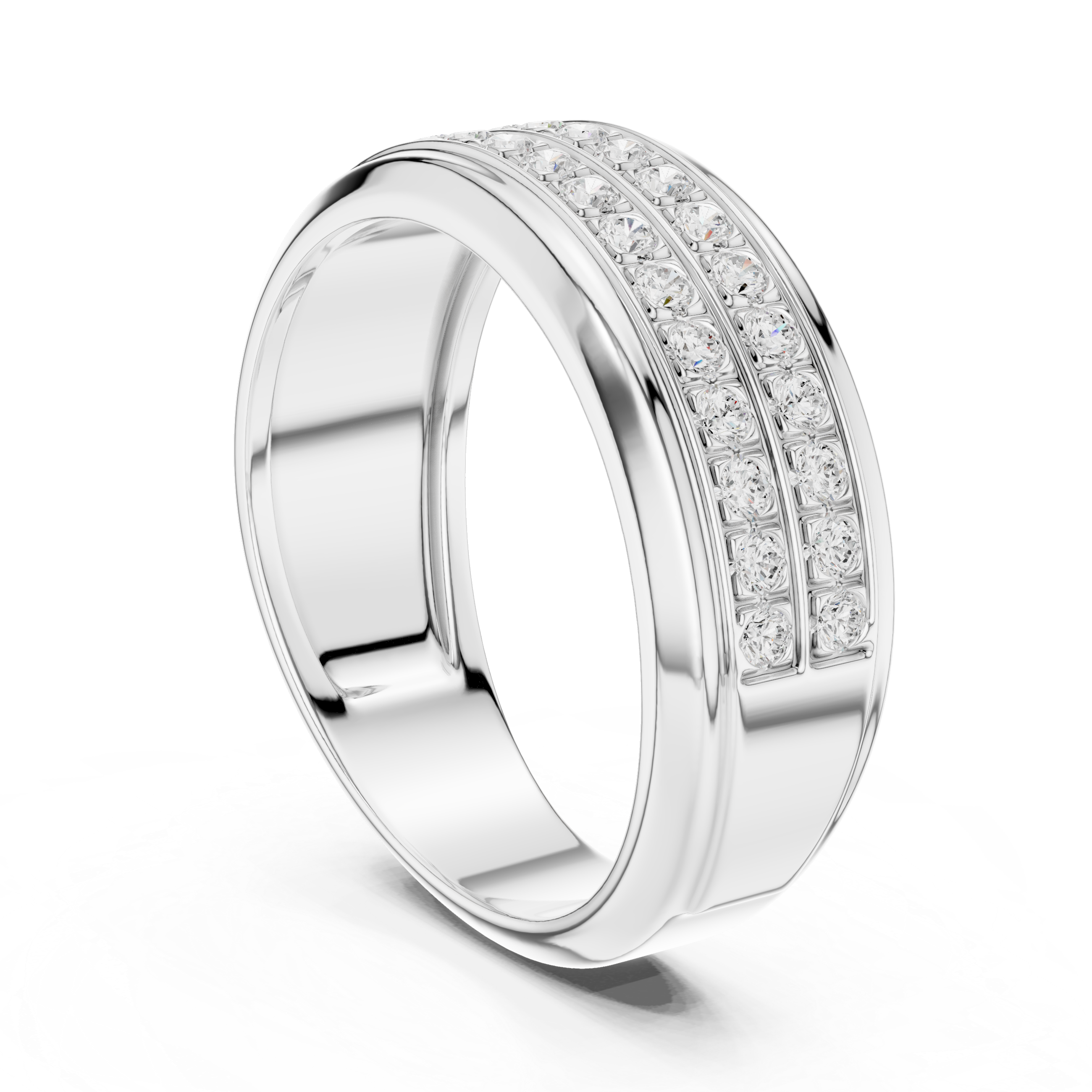 Men’s Triple Row Diamond Band Ring in Gold