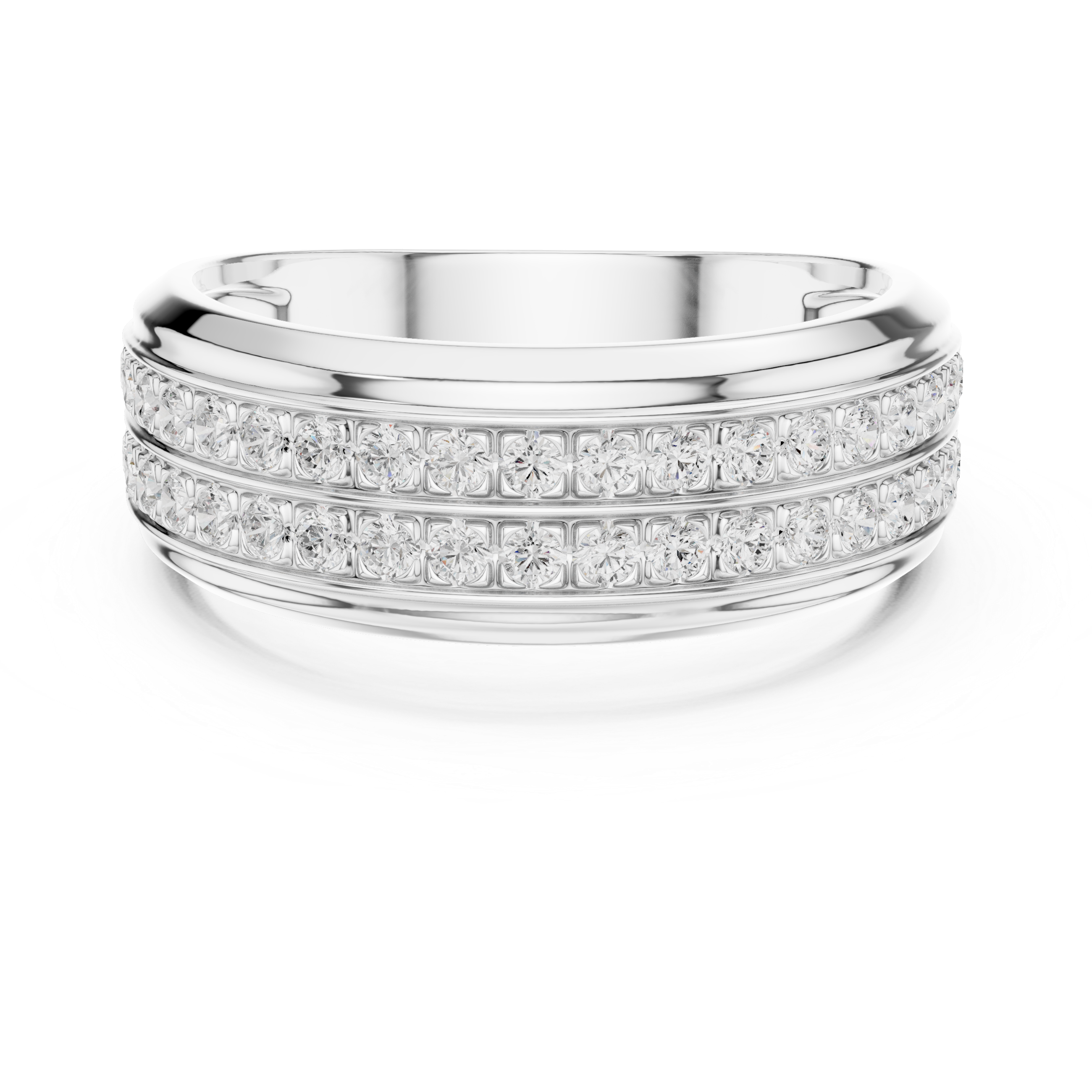 Men’s Triple Row Diamond Band Ring in Gold