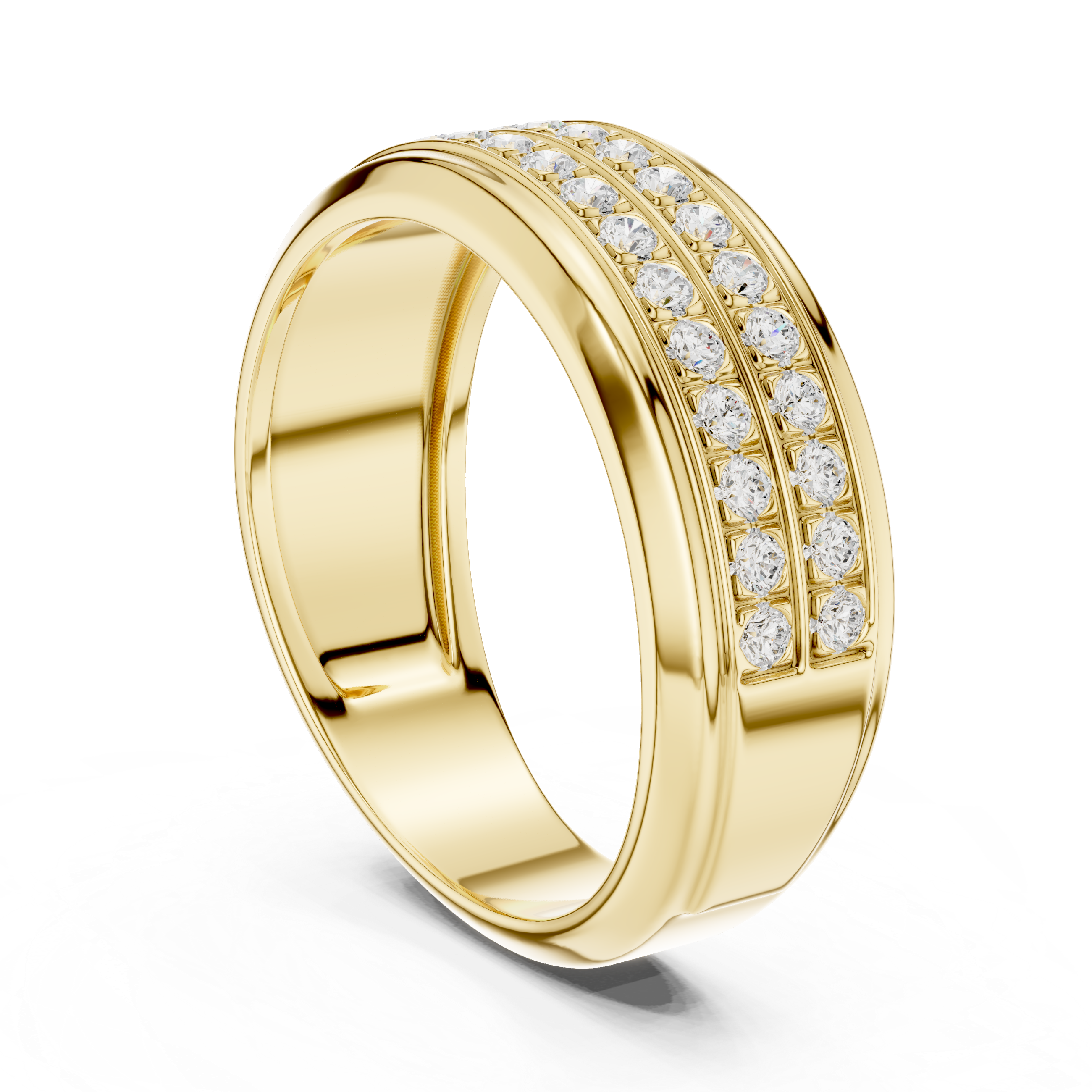 Men’s Triple Row Diamond Band Ring in Gold