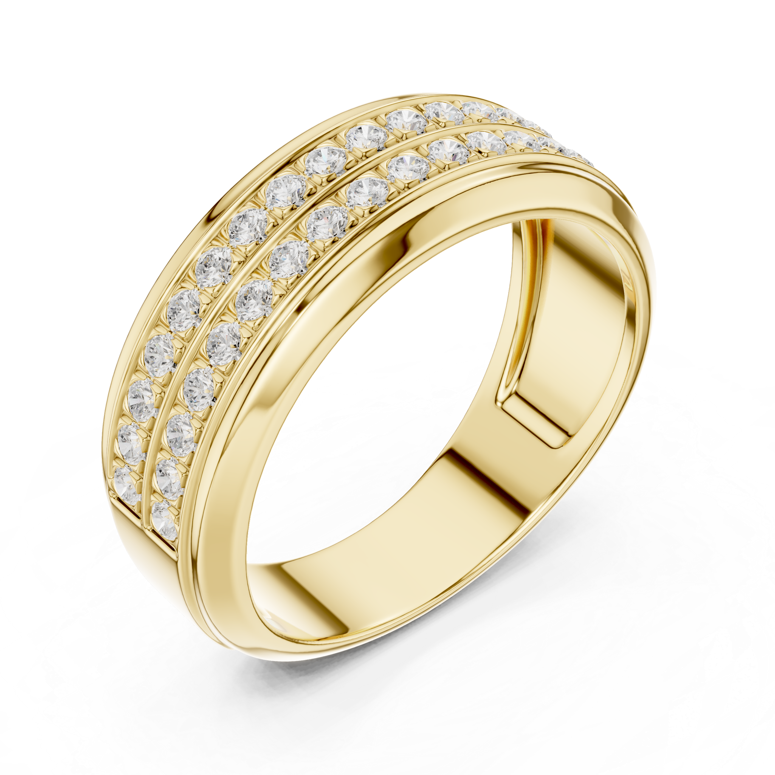 Men’s Triple Row Diamond Band Ring in Gold