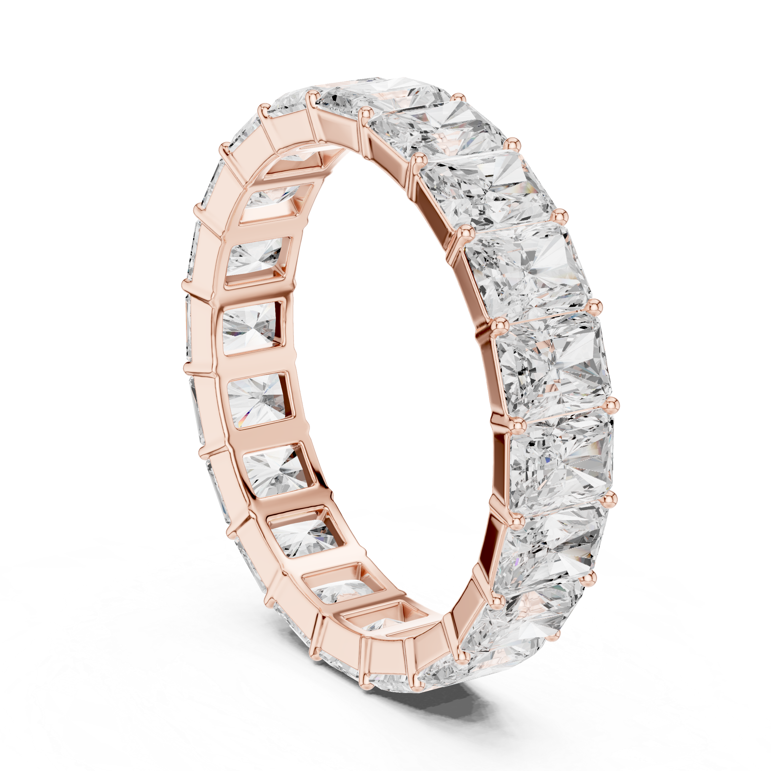 Men’s Full Eternity Radiant Cut Diamond Ring in Gold