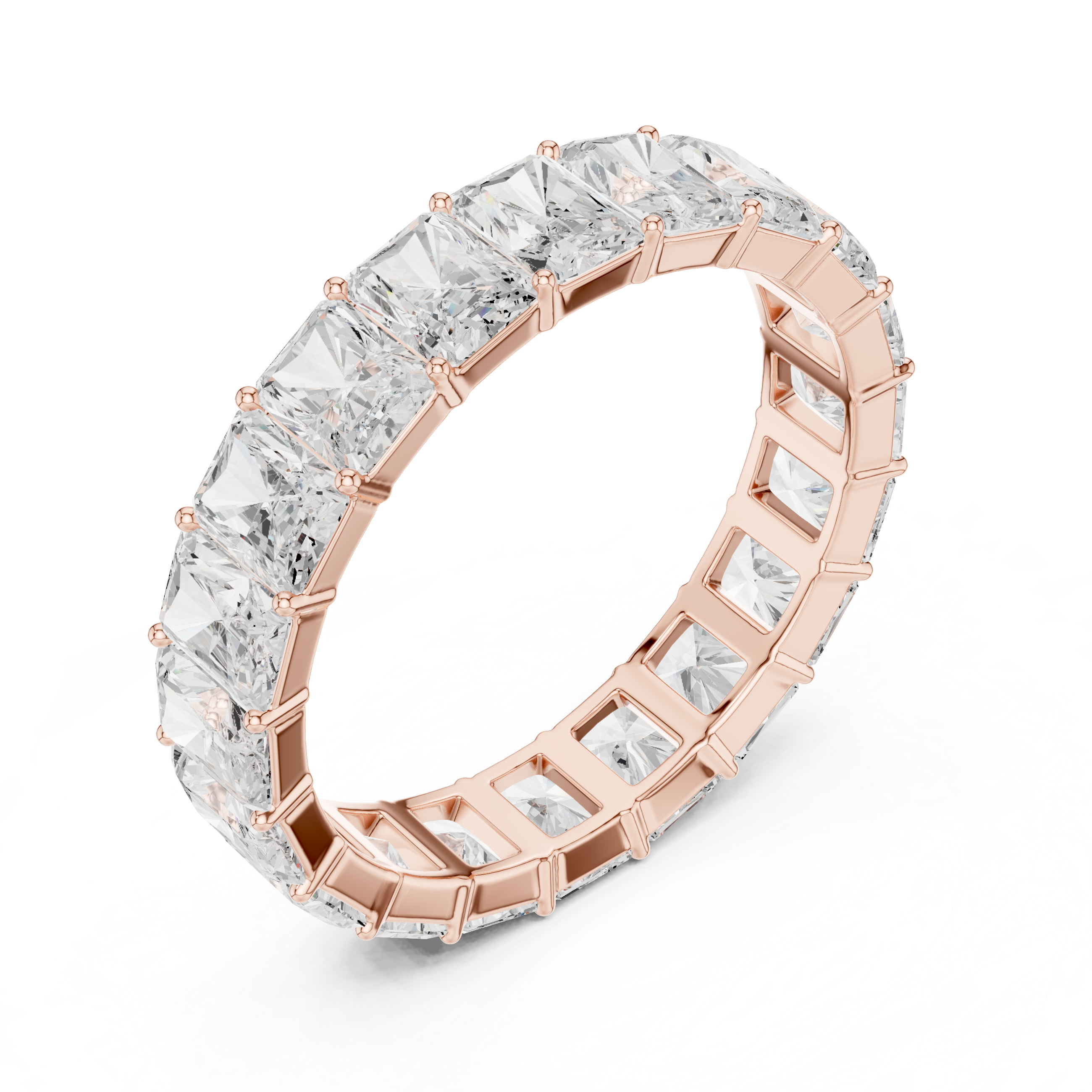 Men’s Full Eternity Radiant Cut Diamond Ring in Gold