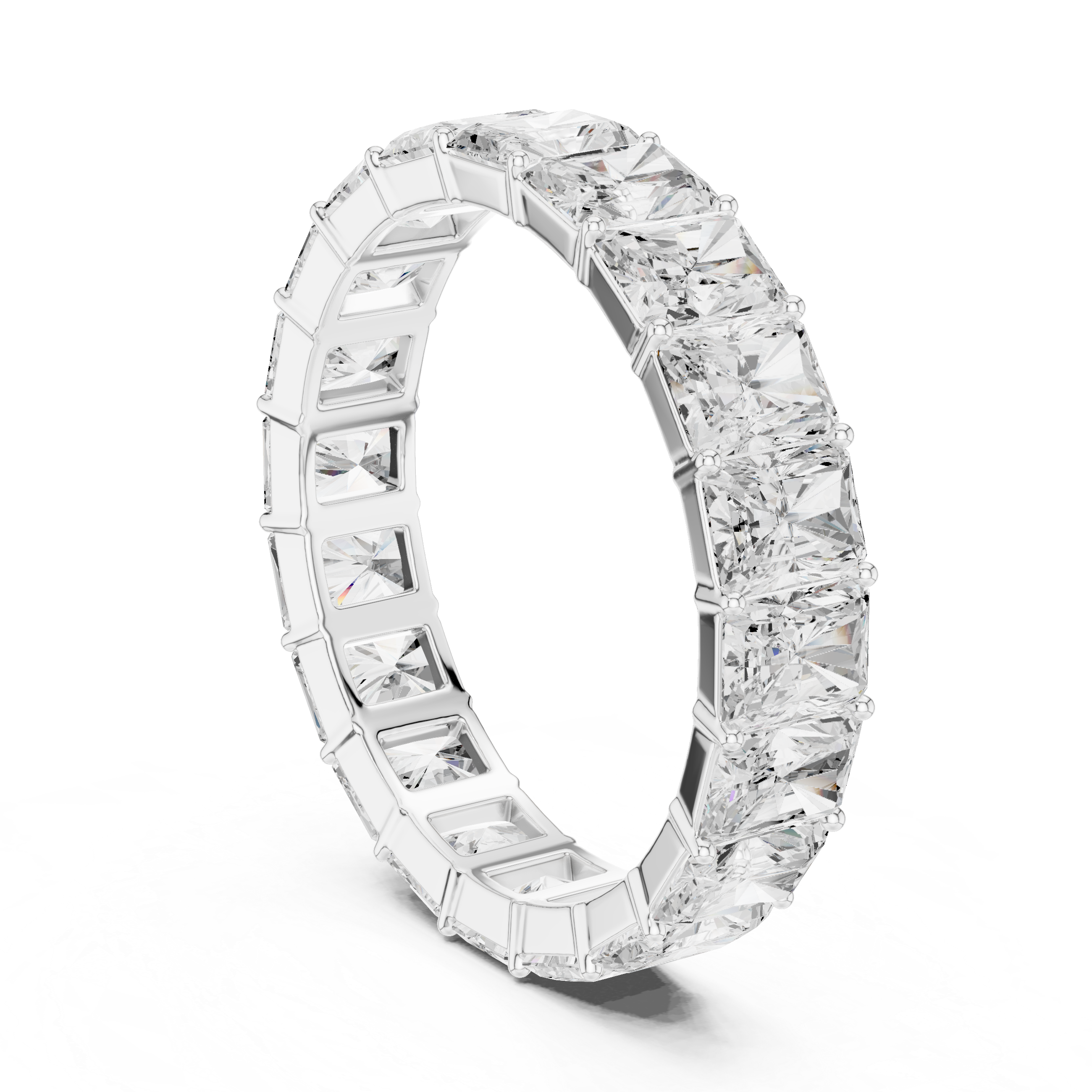 Men’s Full Eternity Radiant Cut Diamond Ring in Gold