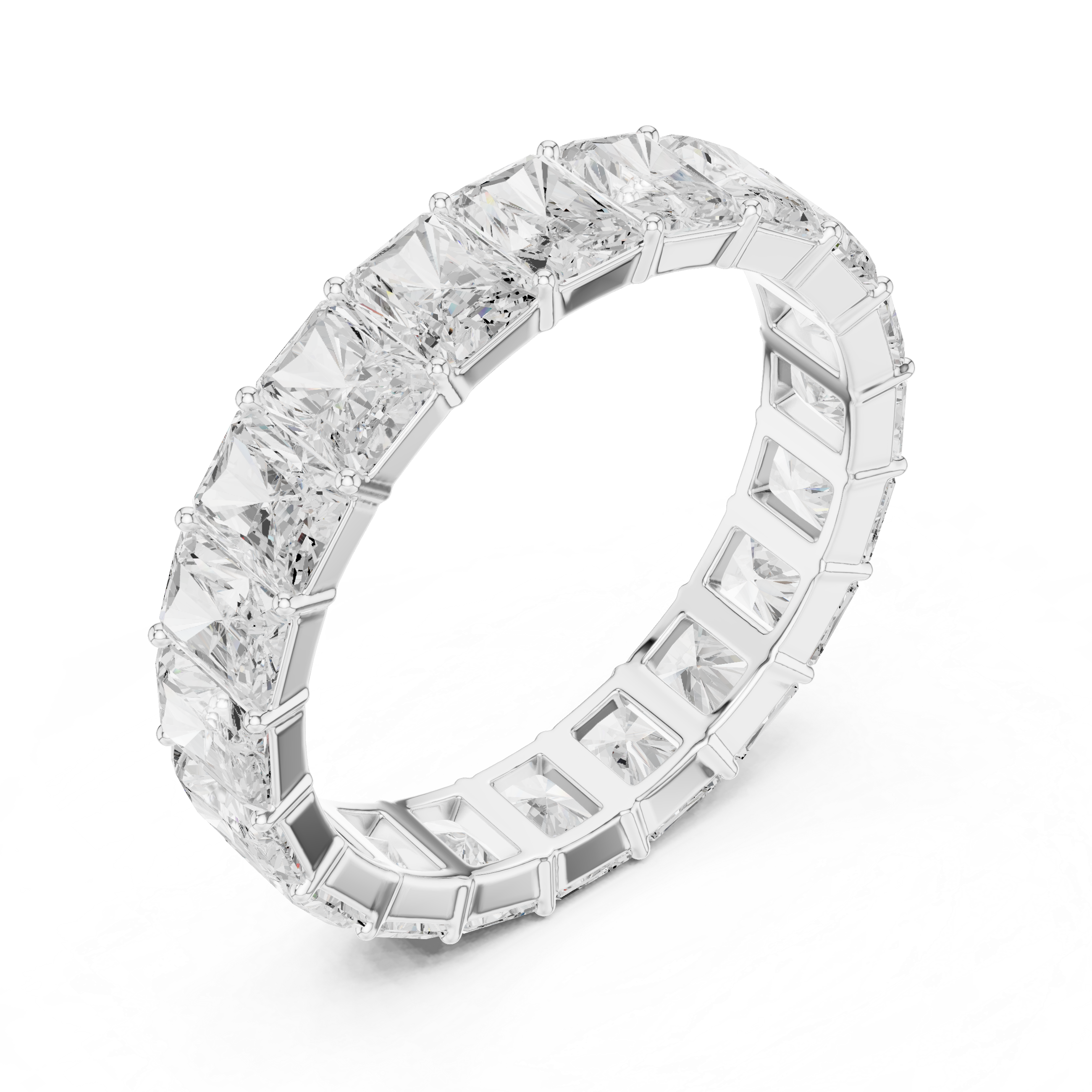 Men’s Full Eternity Radiant Cut Diamond Ring in Gold