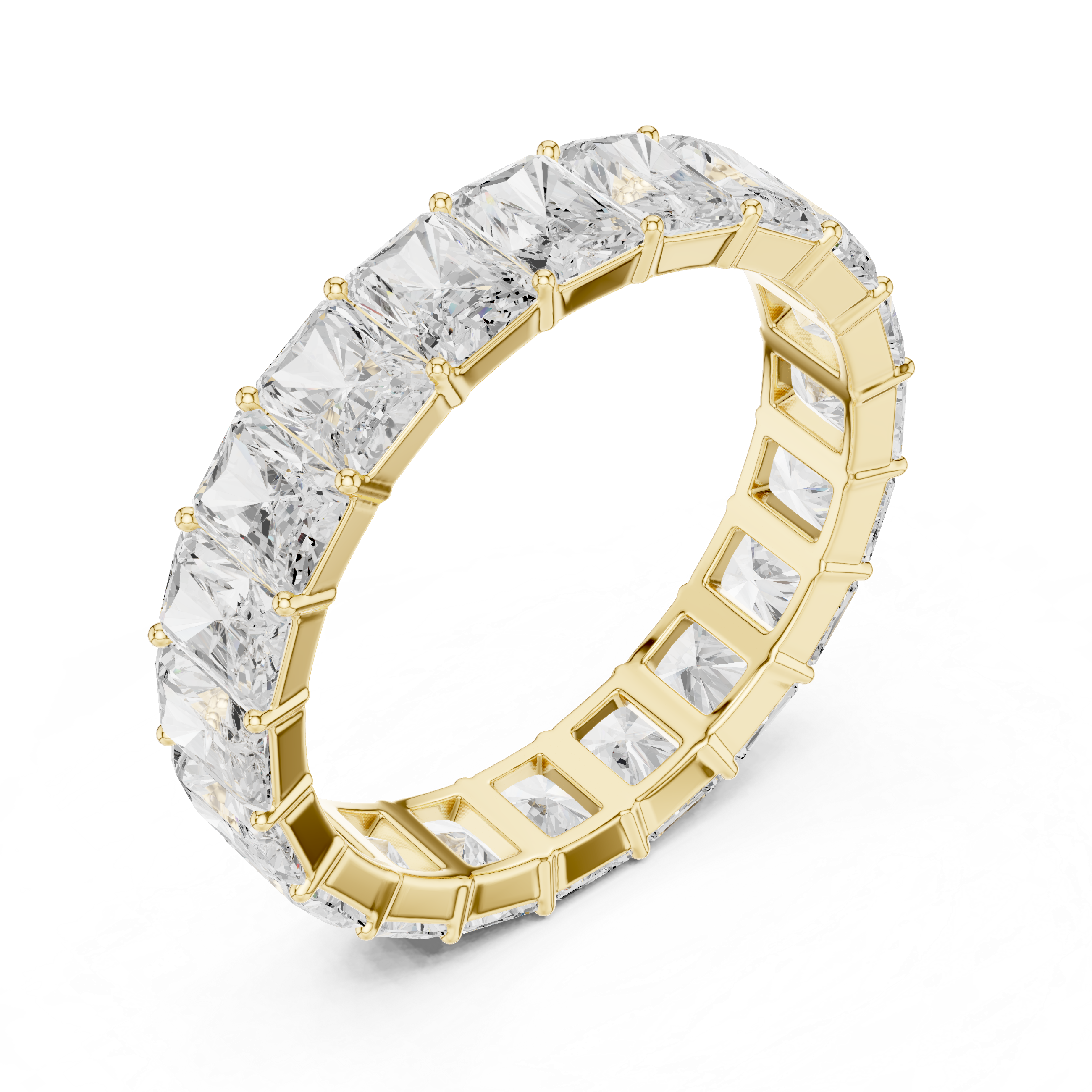 Men’s Full Eternity Radiant Cut Diamond Ring in Gold