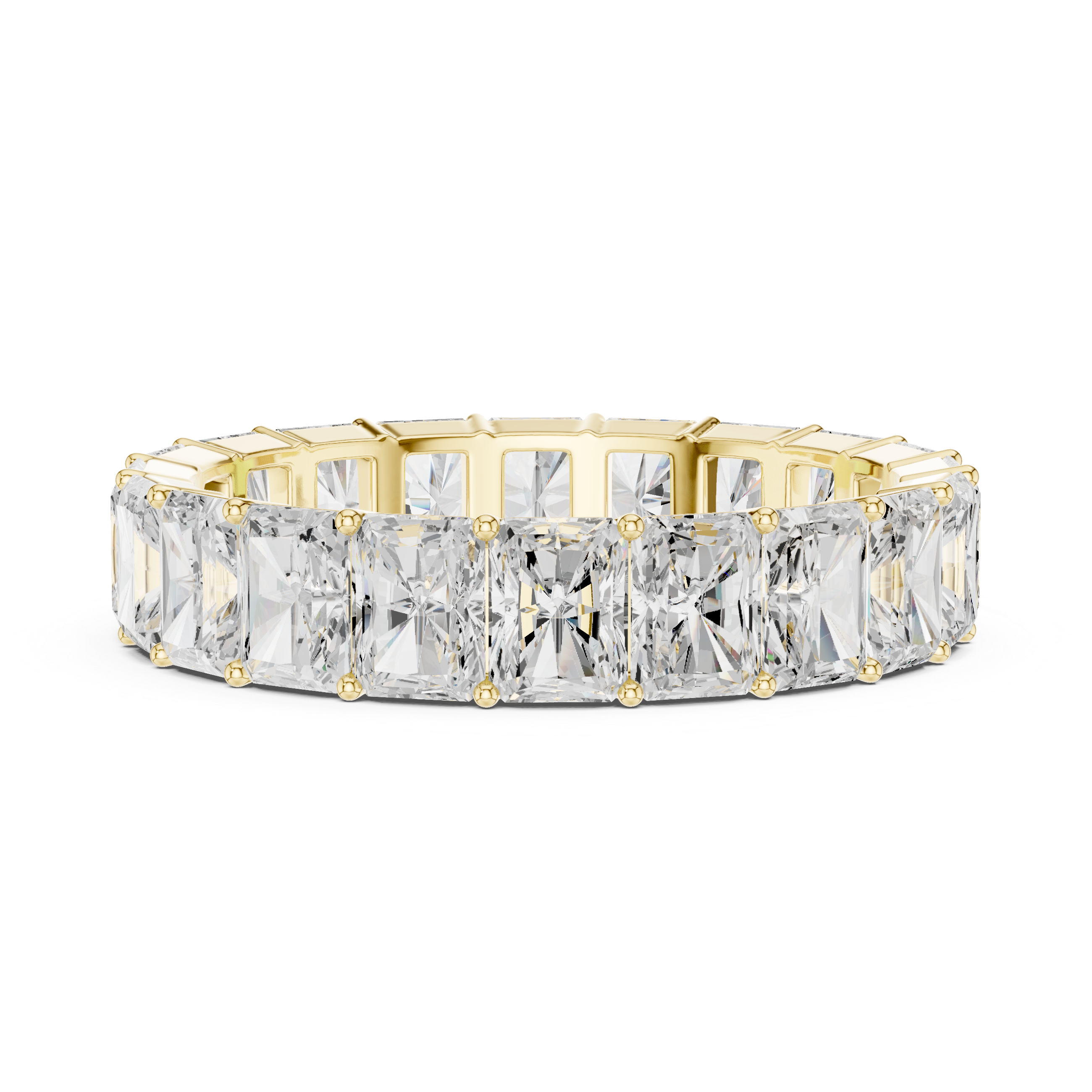 Men’s Full Eternity Radiant Cut Diamond Ring in Gold