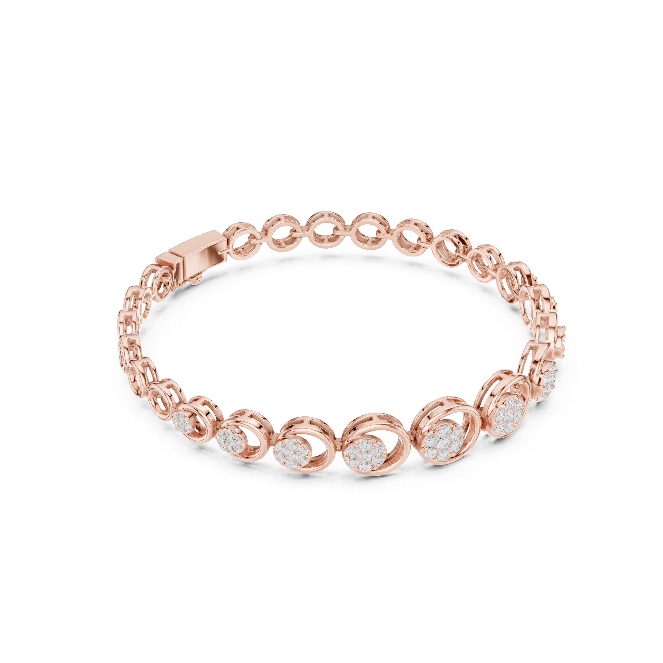 Round Halo Diamond Circle Link Bracelet