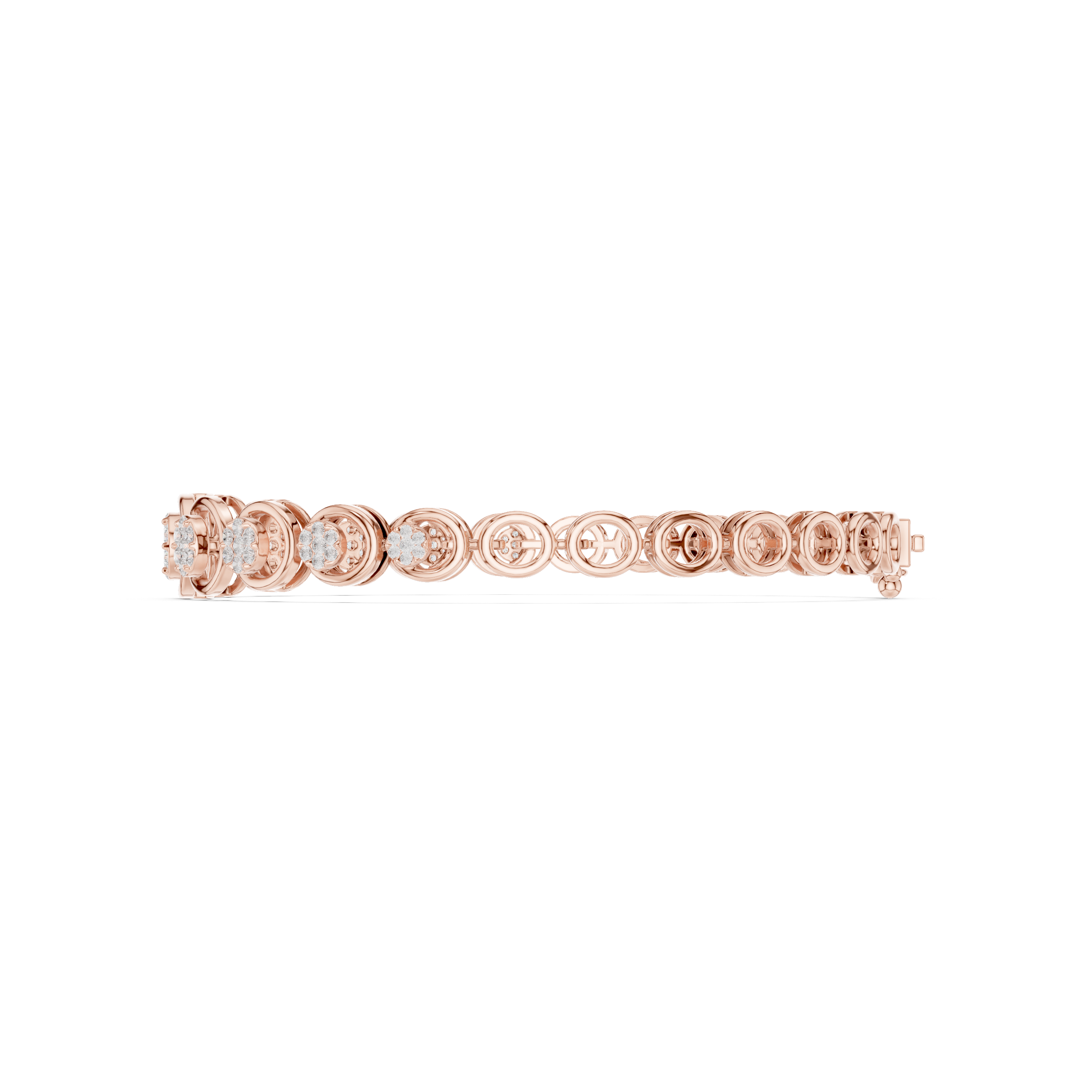 Round Halo Diamond Circle Link Bracelet