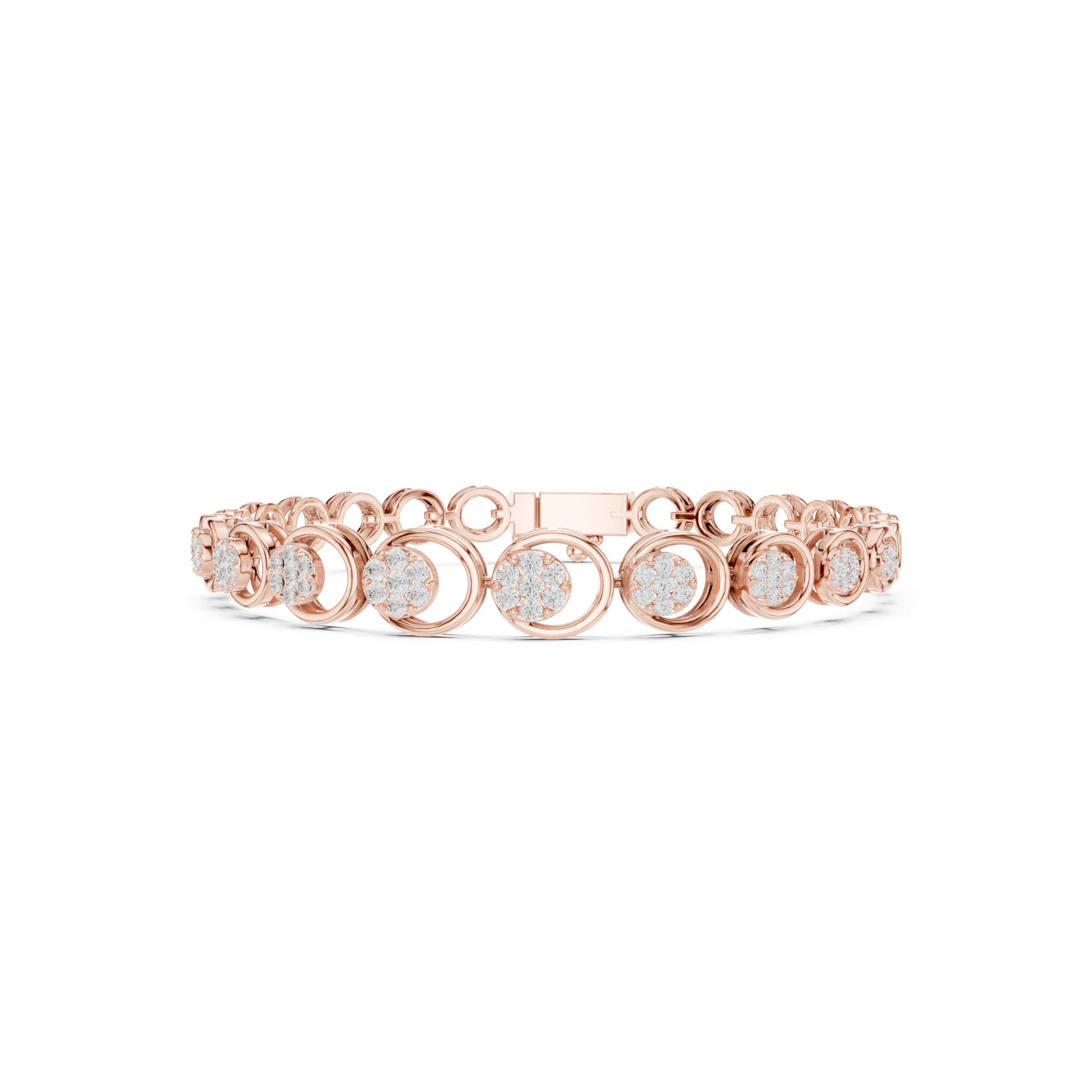 Round Halo Diamond Circle Link Bracelet