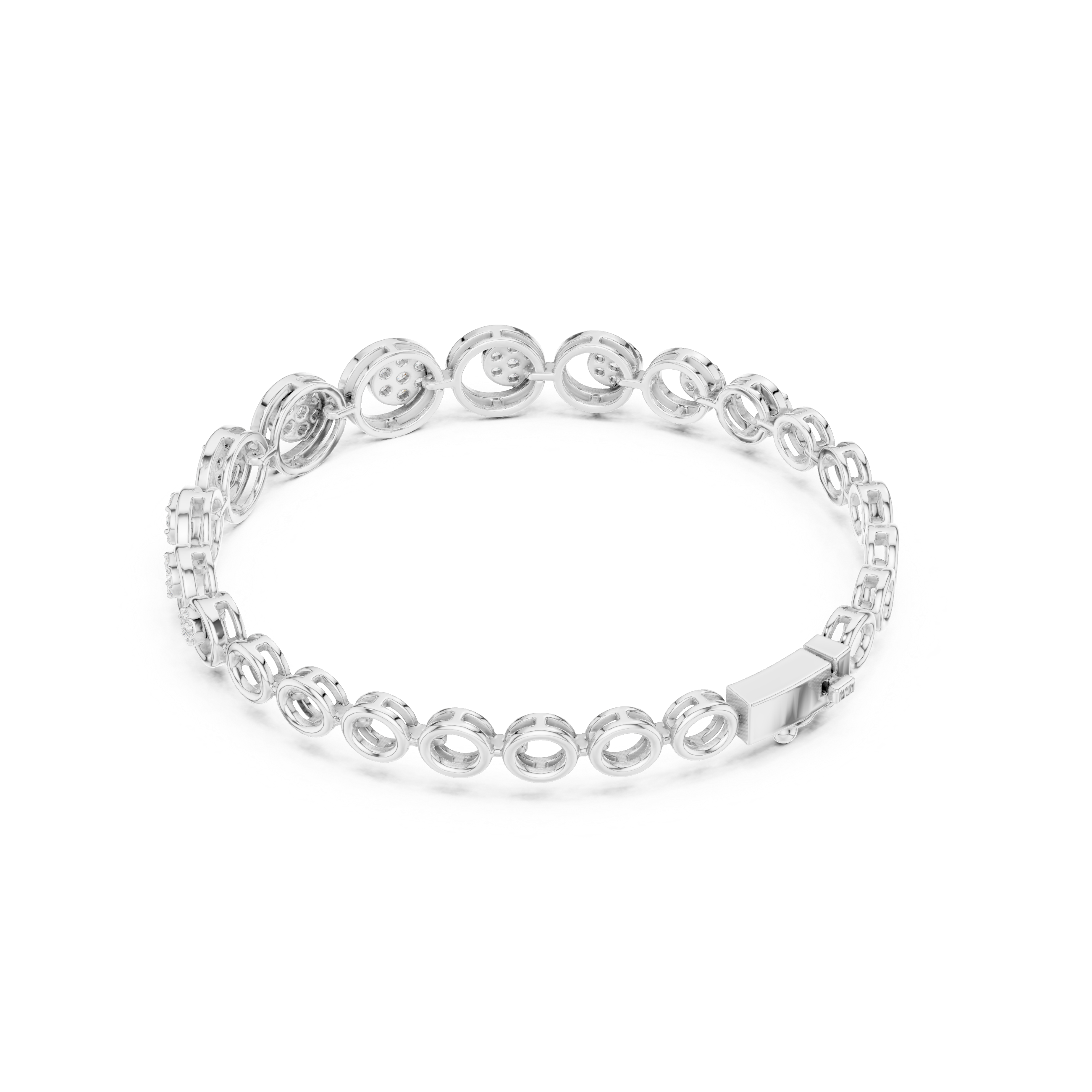 Round Halo Diamond Circle Link Bracelet