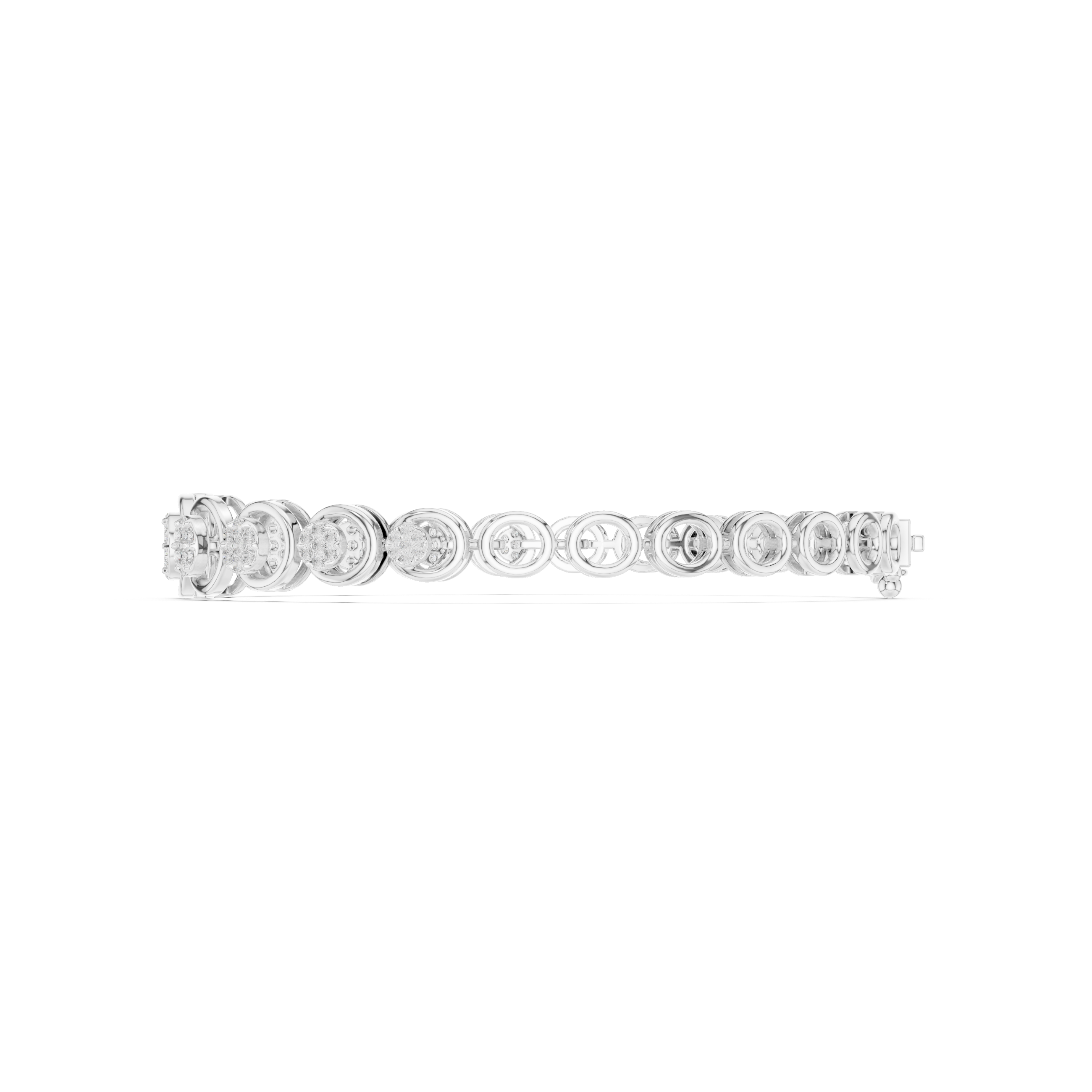 Round Halo Diamond Circle Link Bracelet