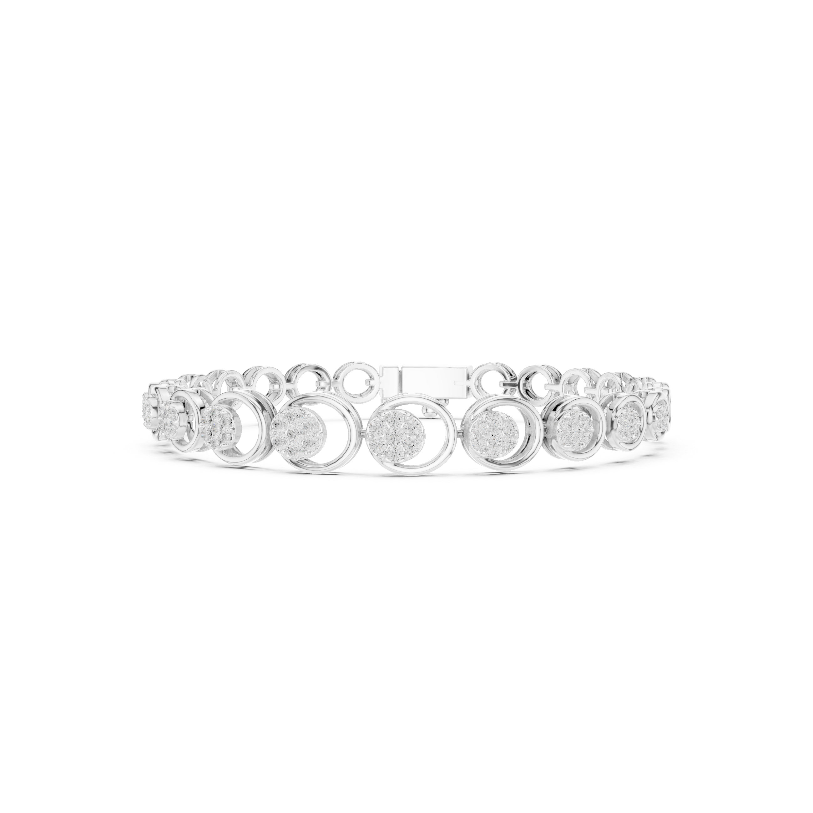 Round Halo Diamond Circle Link Bracelet