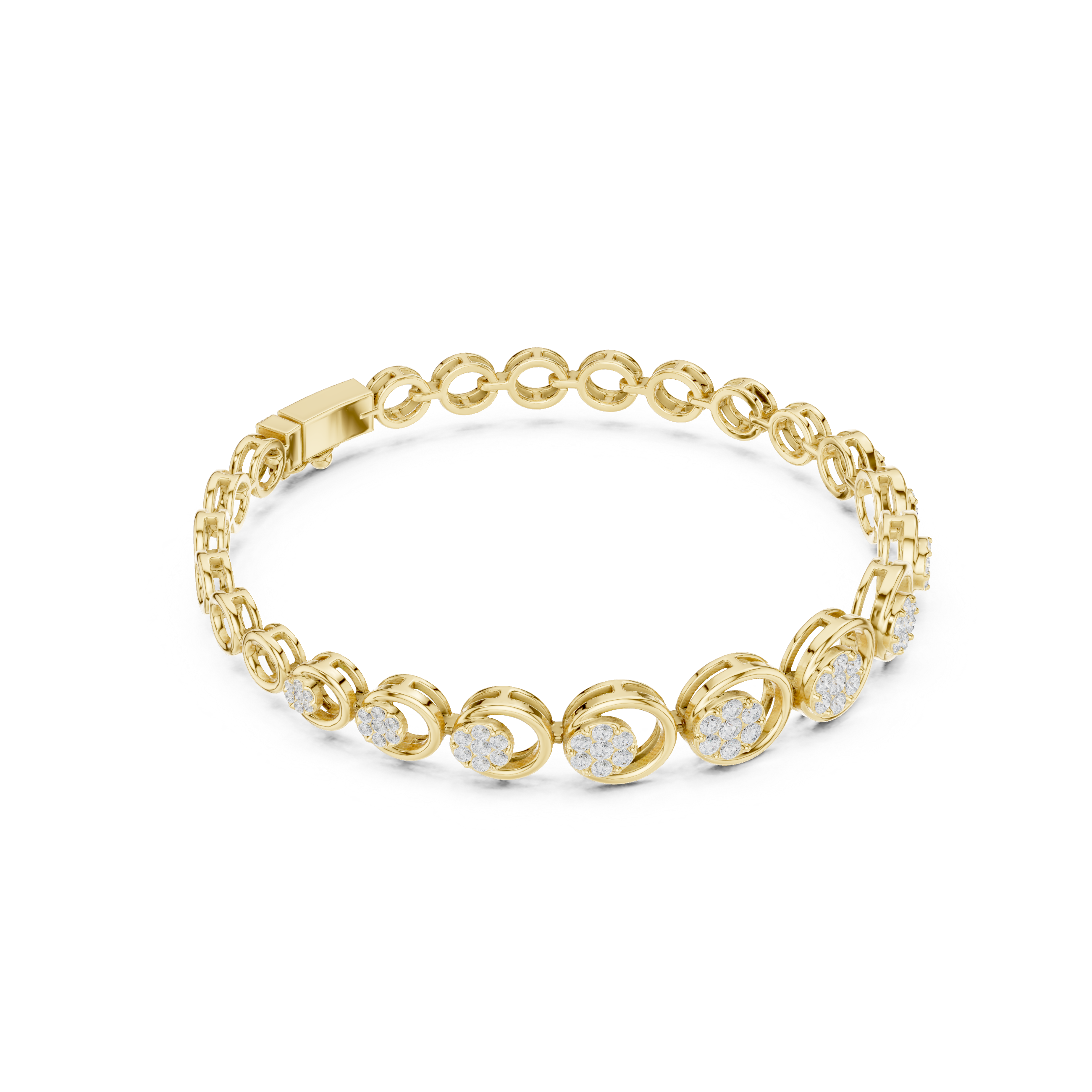Round Halo Diamond Circle Link Bracelet