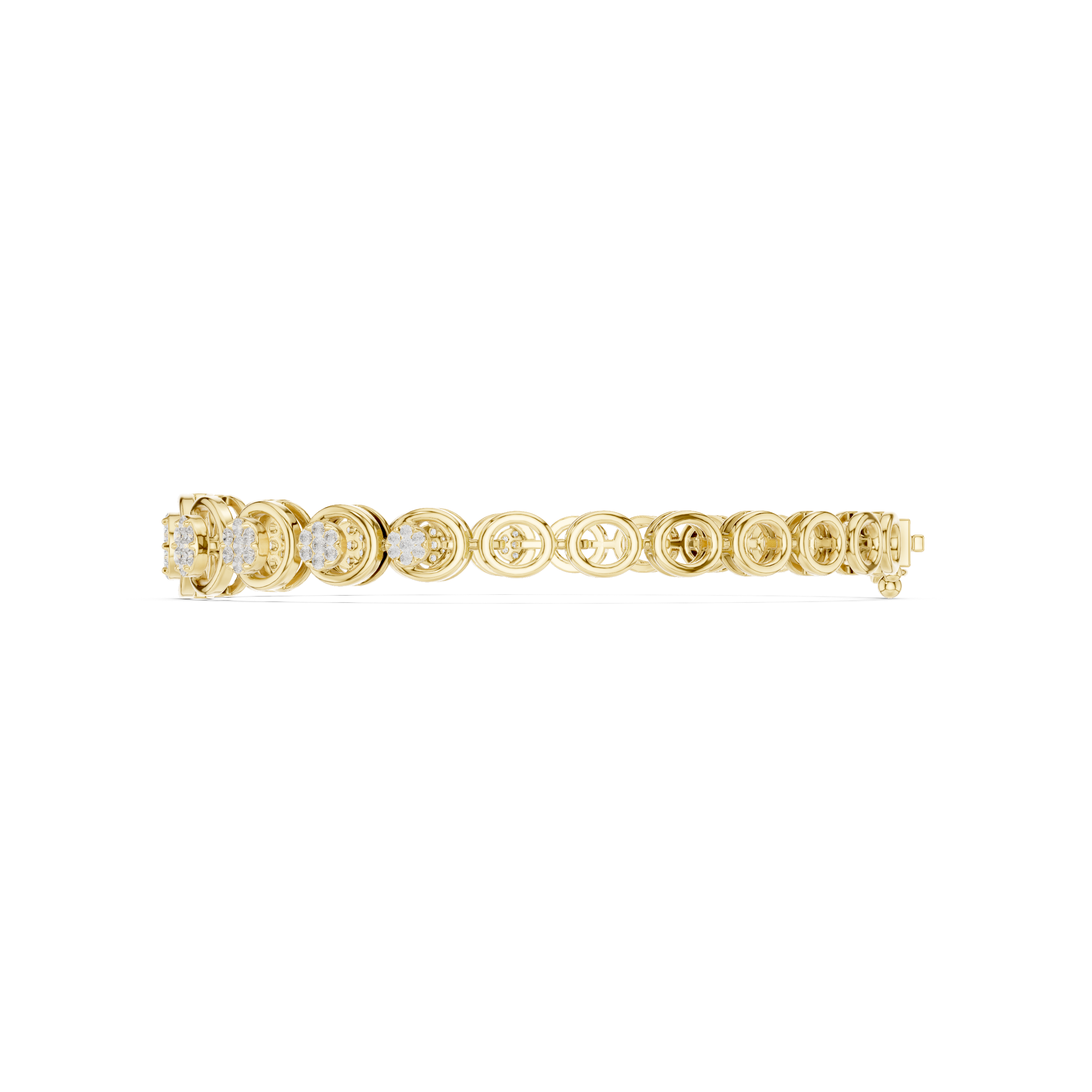 Round Halo Diamond Circle Link Bracelet