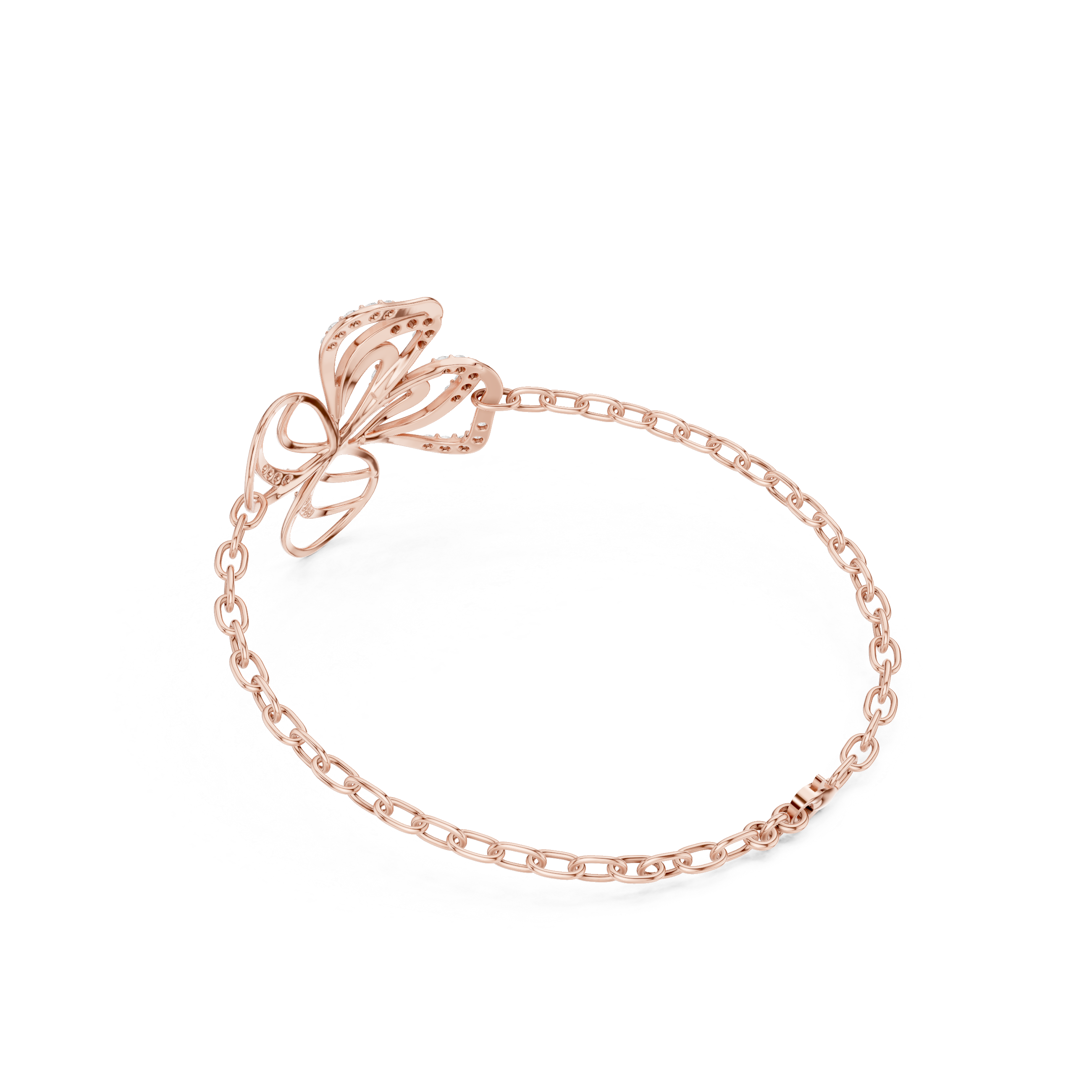 Floral Swirl Diamond Chain Bracelet
