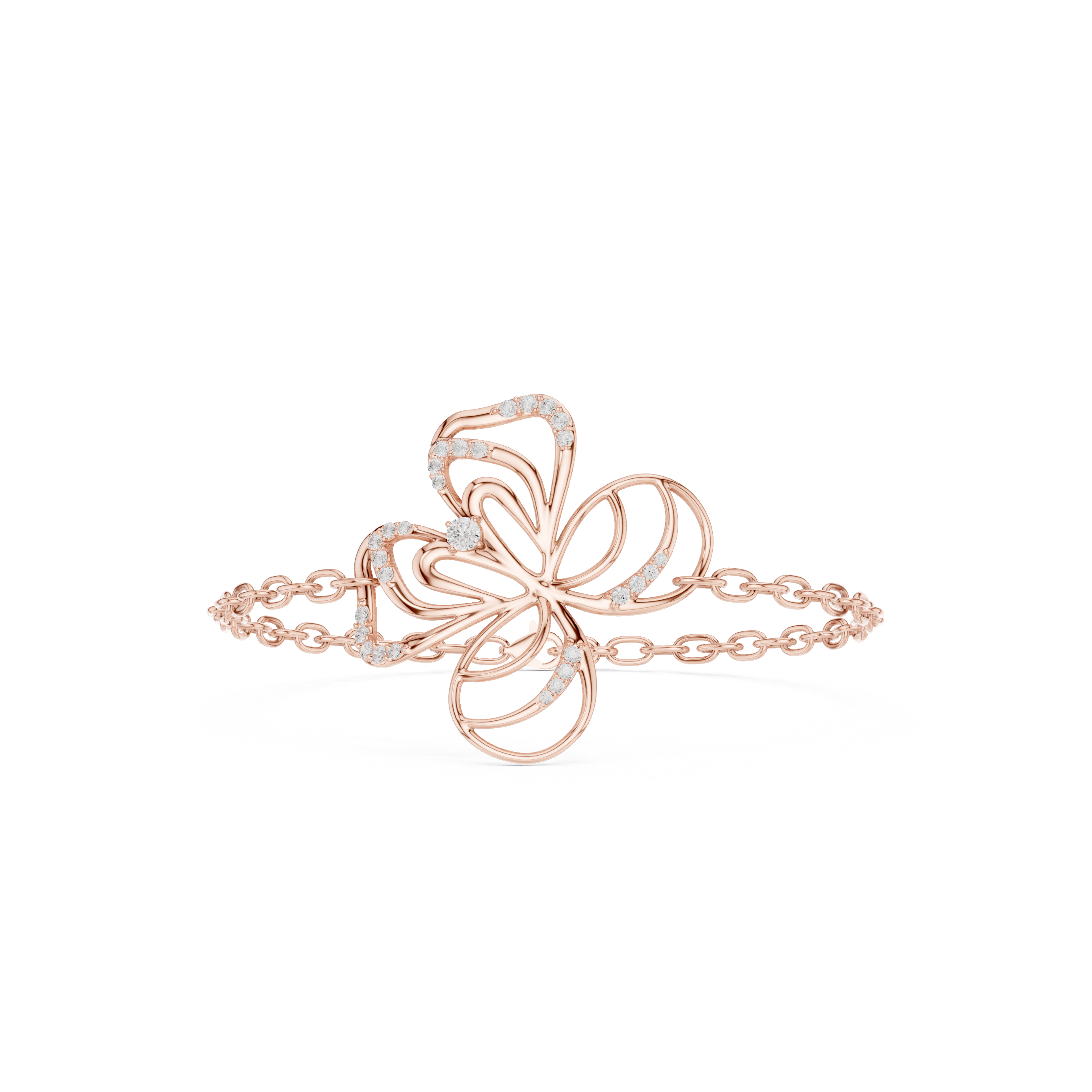 Floral Swirl Diamond Chain Bracelet