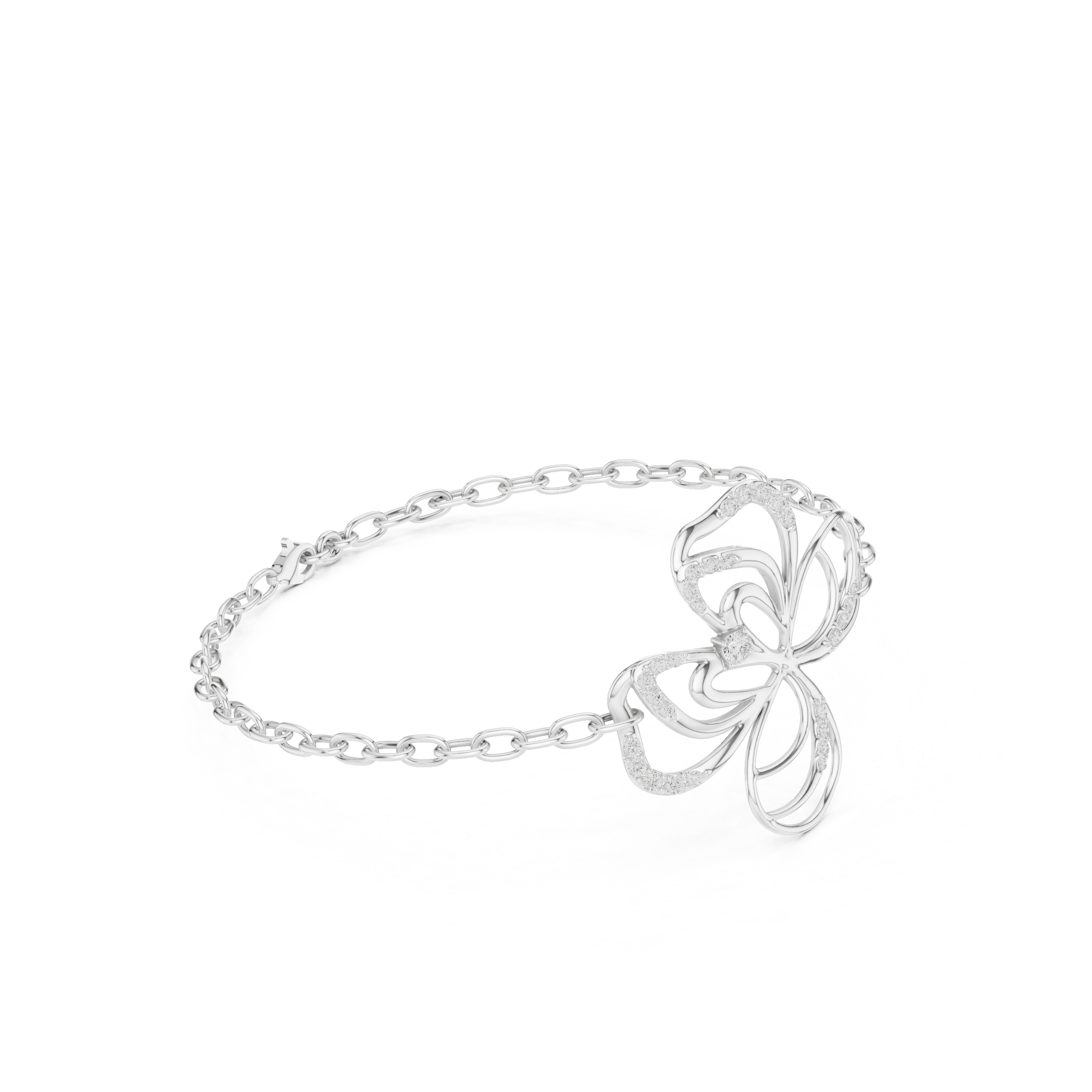 Floral Swirl Diamond Chain Bracelet