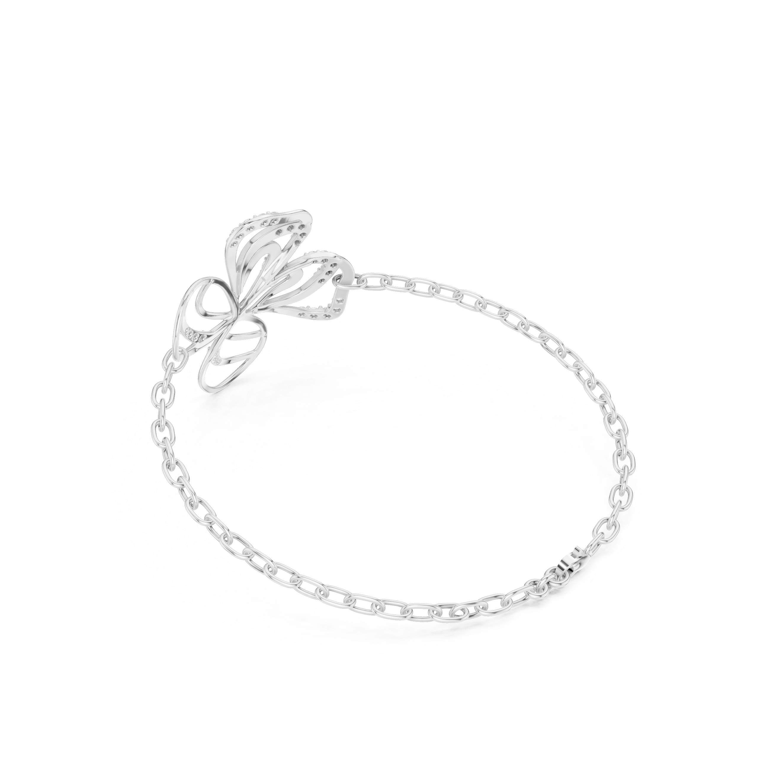 Floral Swirl Diamond Chain Bracelet