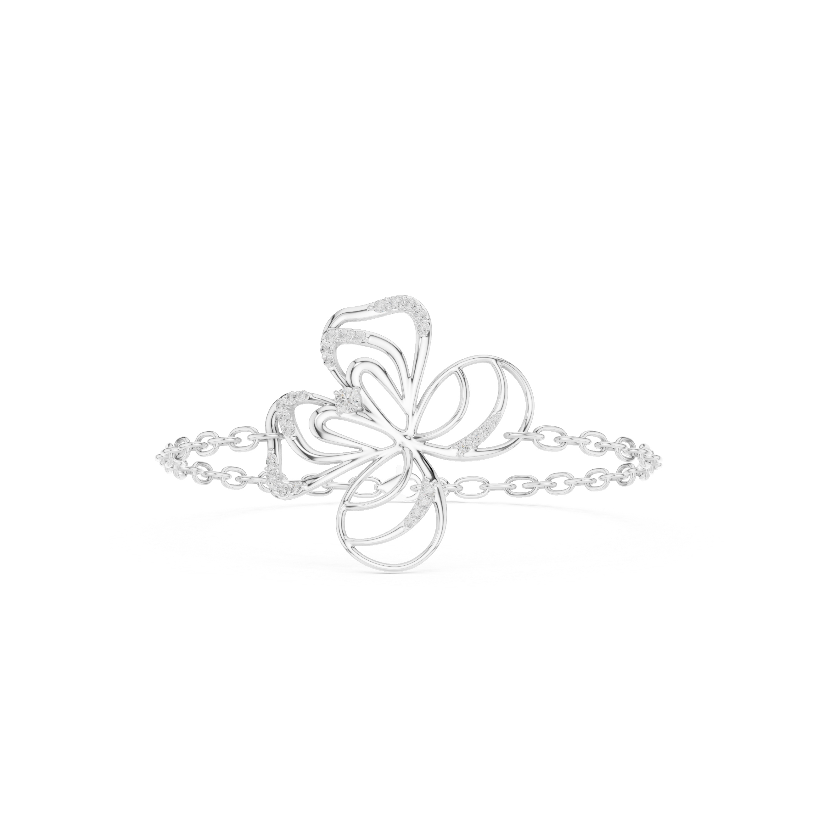 Floral Swirl Diamond Chain Bracelet