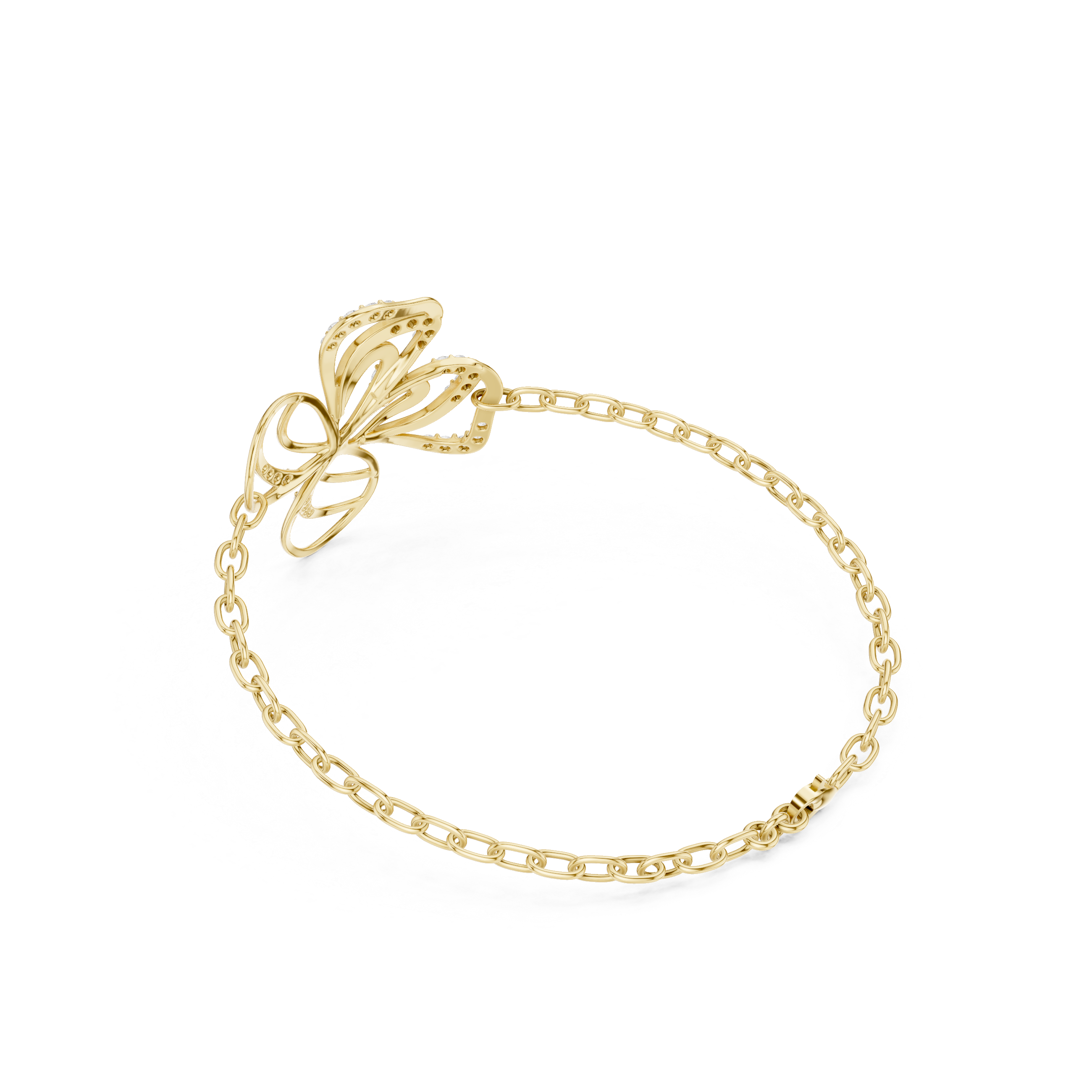 Floral Swirl Diamond Chain Bracelet