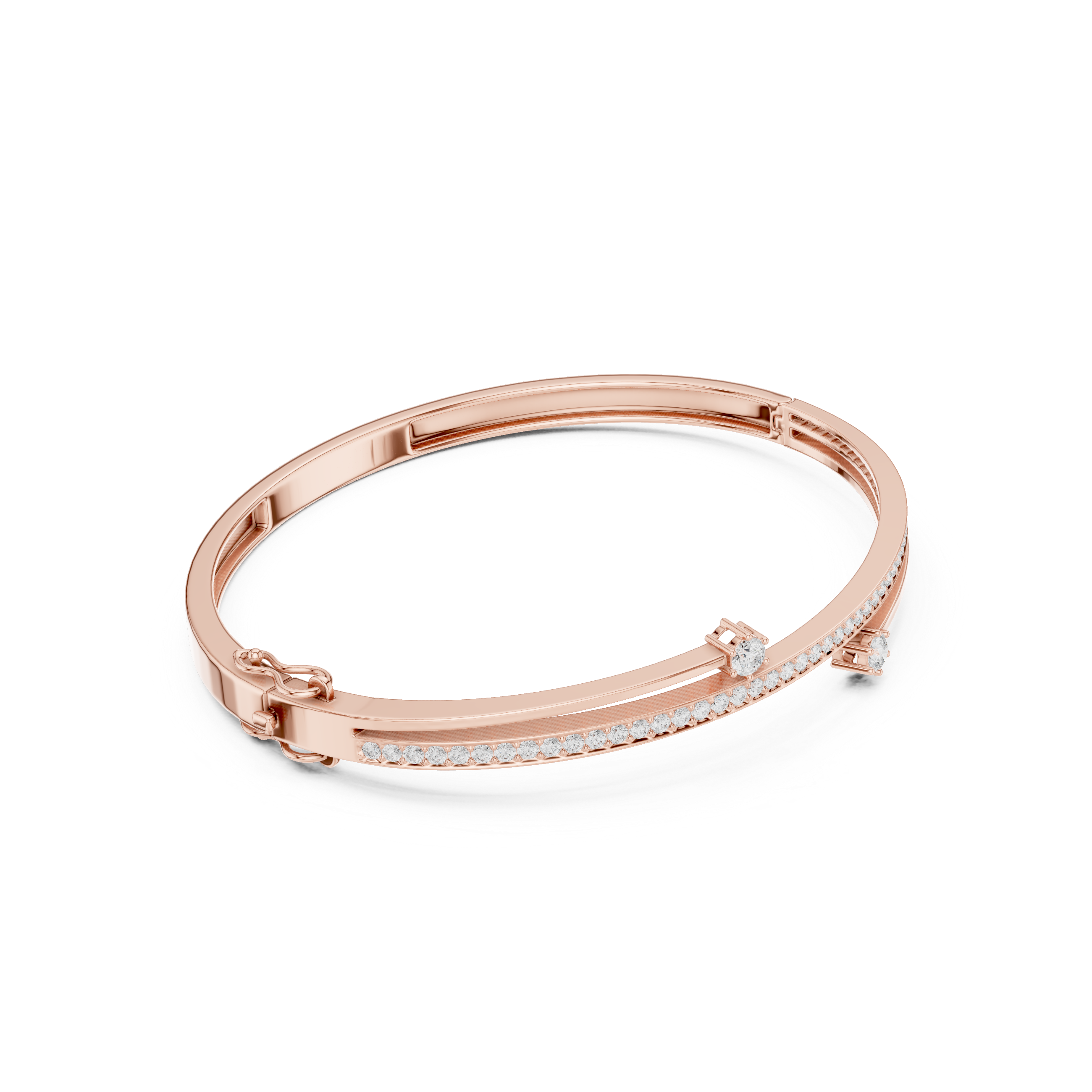 Slim Pavé Diamond Bangle Bracelet with Accent Stones