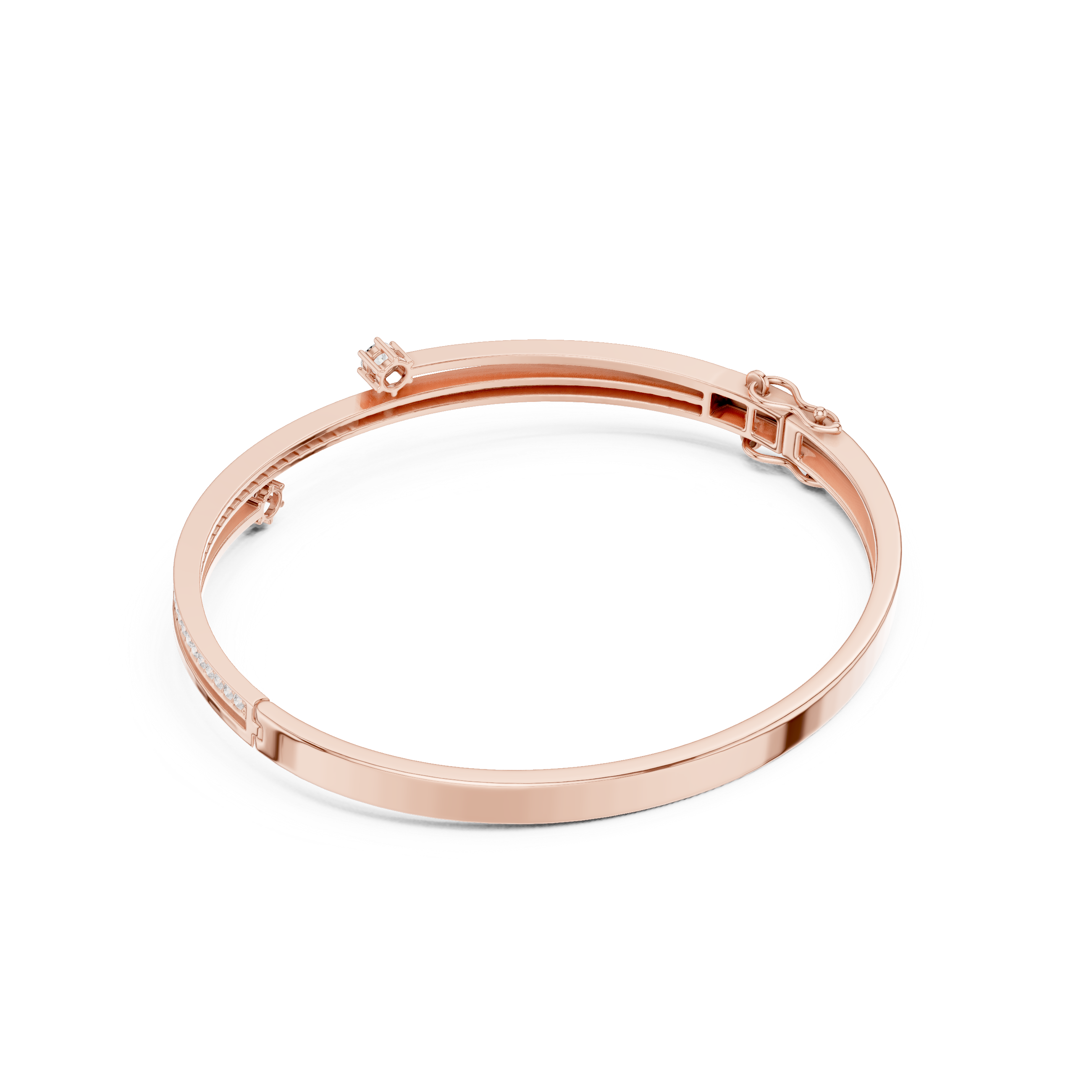 Slim Pavé Diamond Bangle Bracelet with Accent Stones