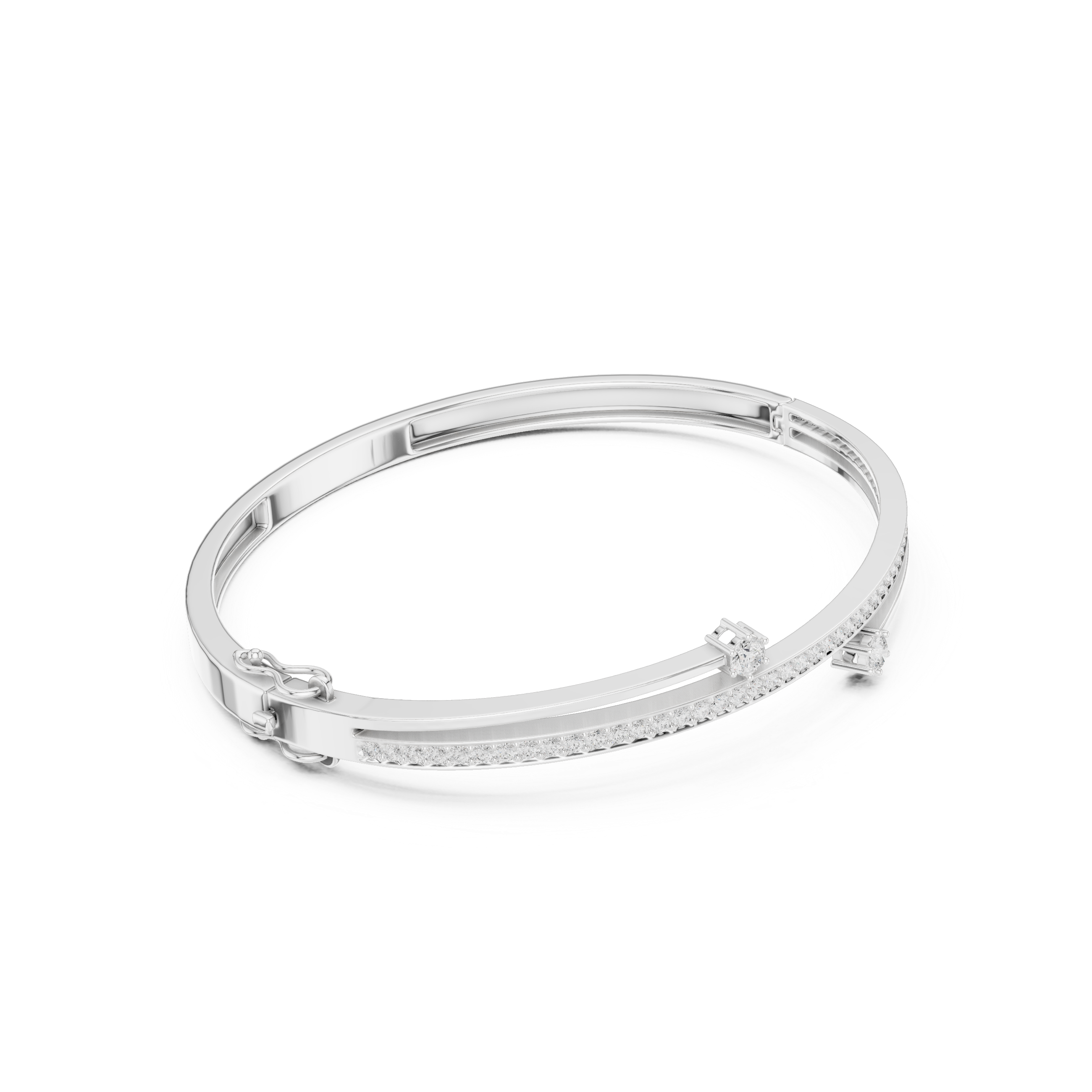Slim Pavé Diamond Bangle Bracelet with Accent Stones