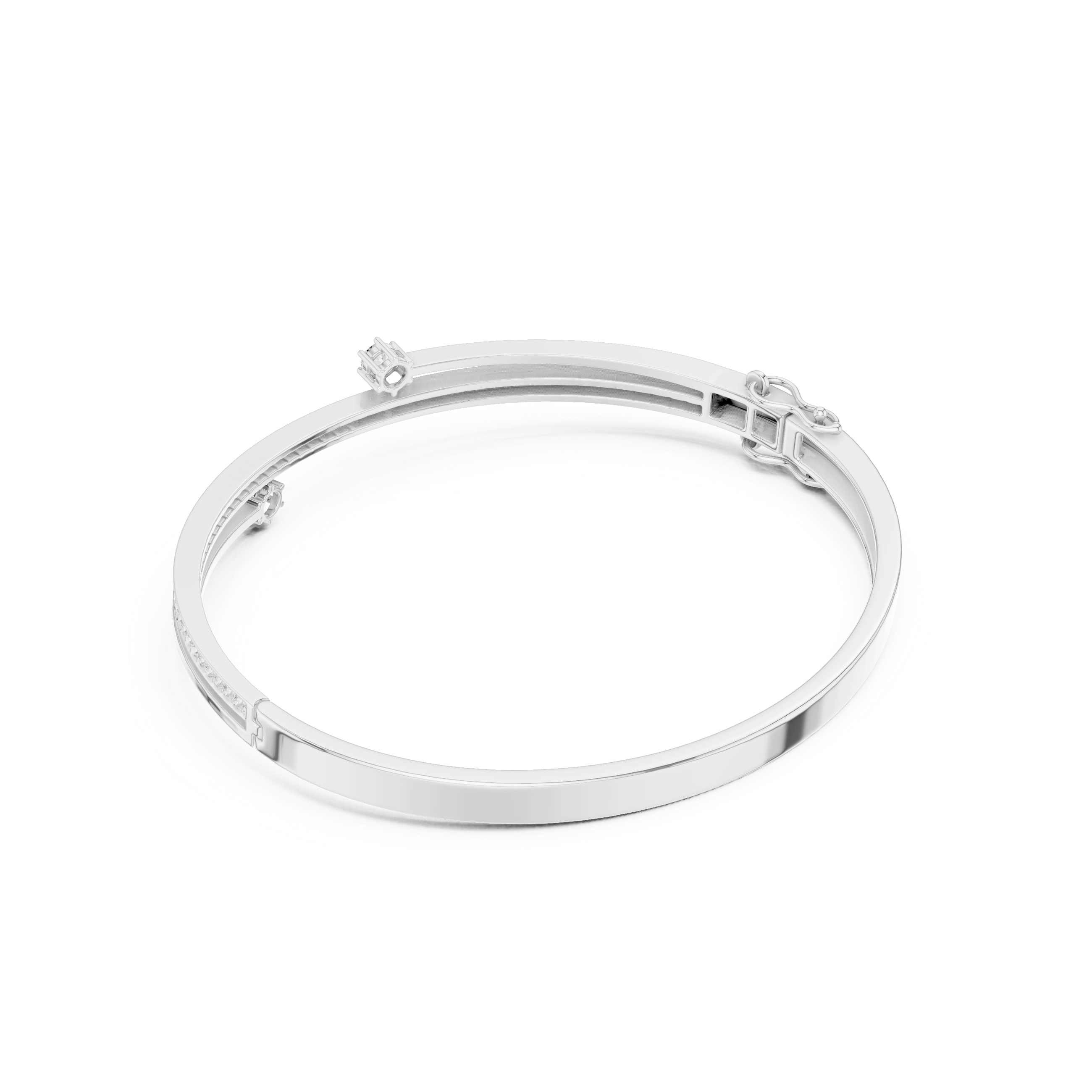 Slim Pavé Diamond Bangle Bracelet with Accent Stones