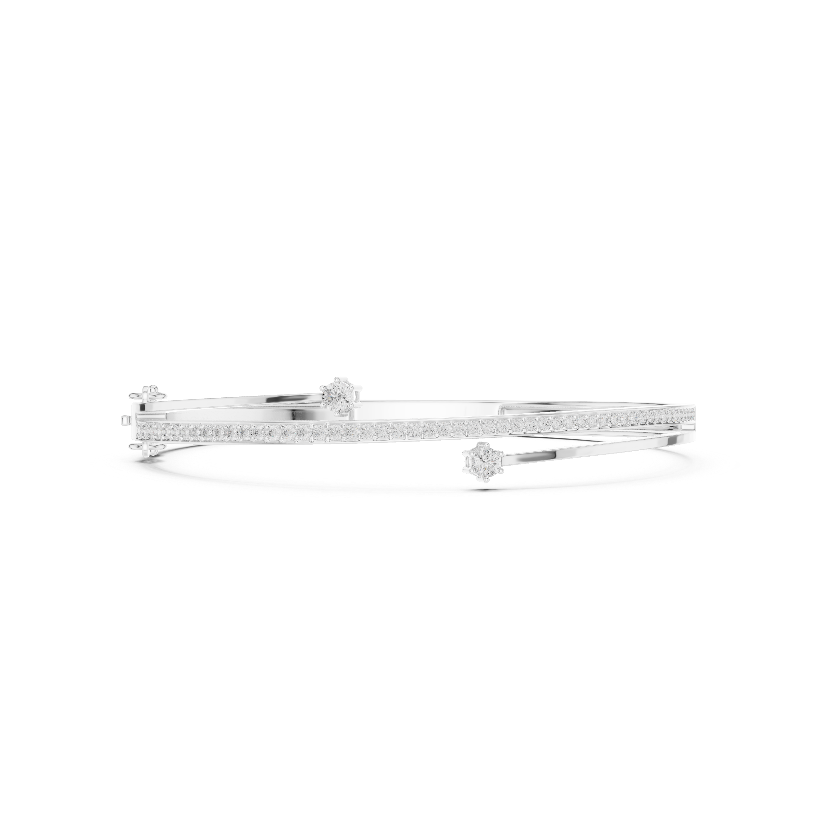 Slim Pavé Diamond Bangle Bracelet with Accent Stones