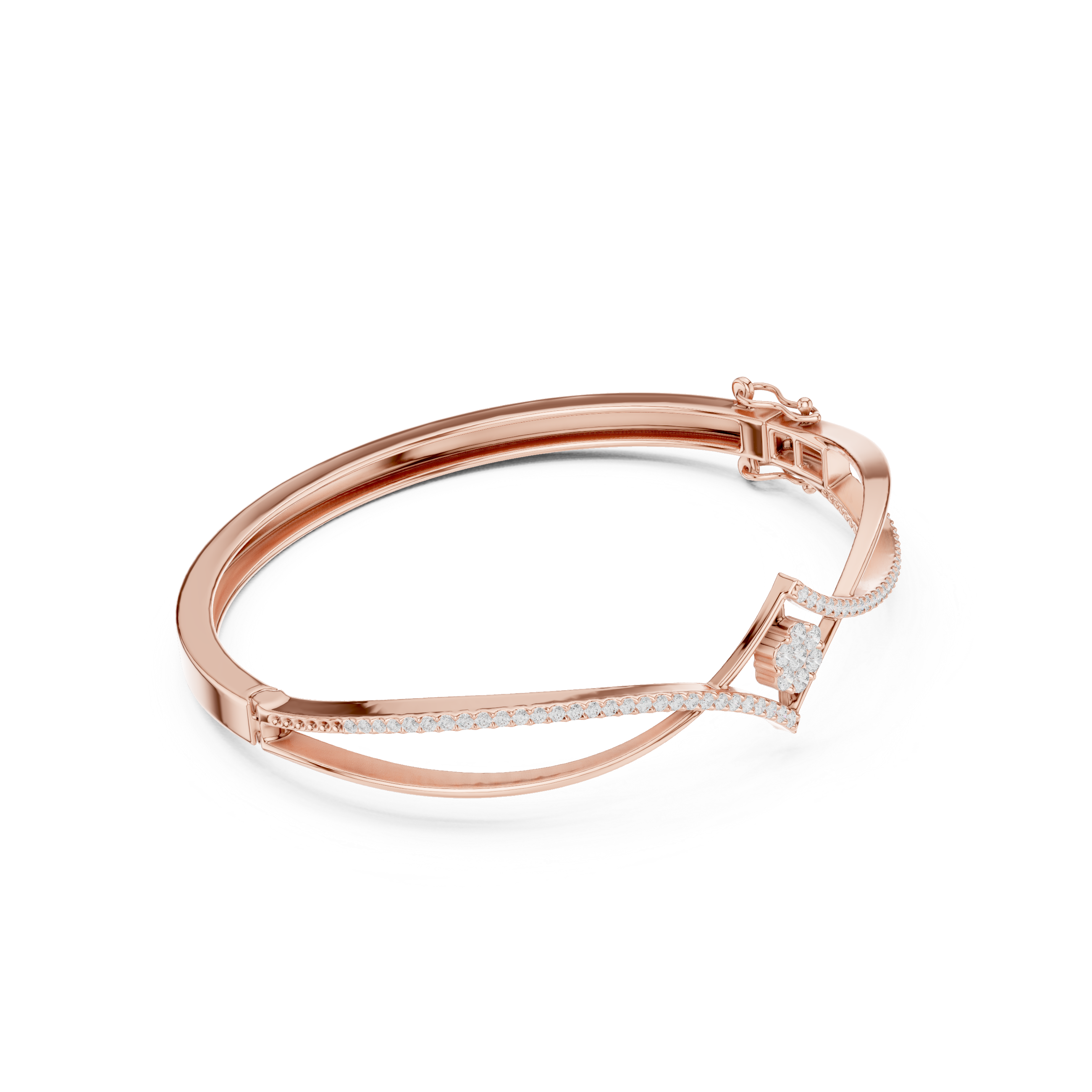 Diamond Center Motif Infinity Bangle Bracelet