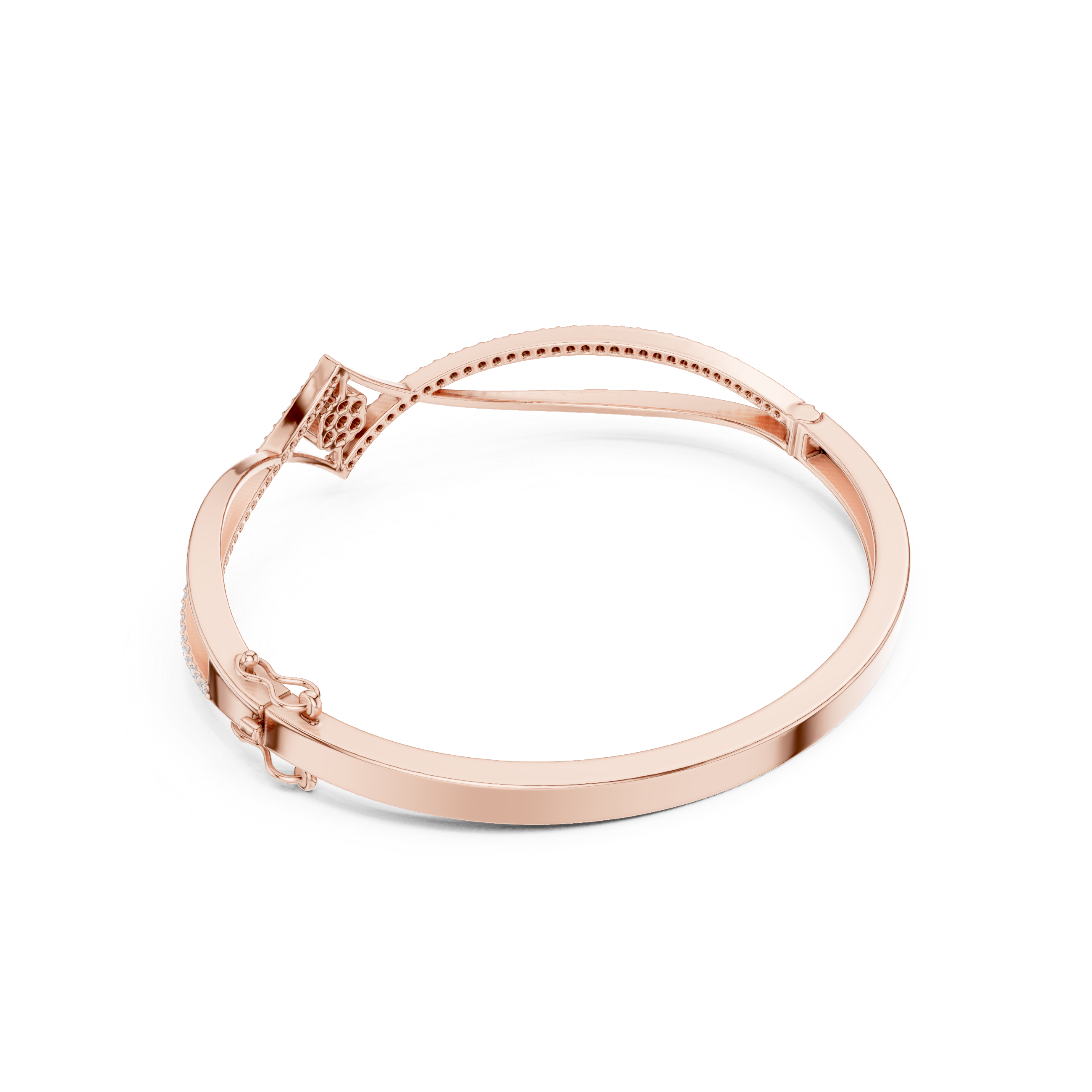 Diamond Center Motif Infinity Bangle Bracelet