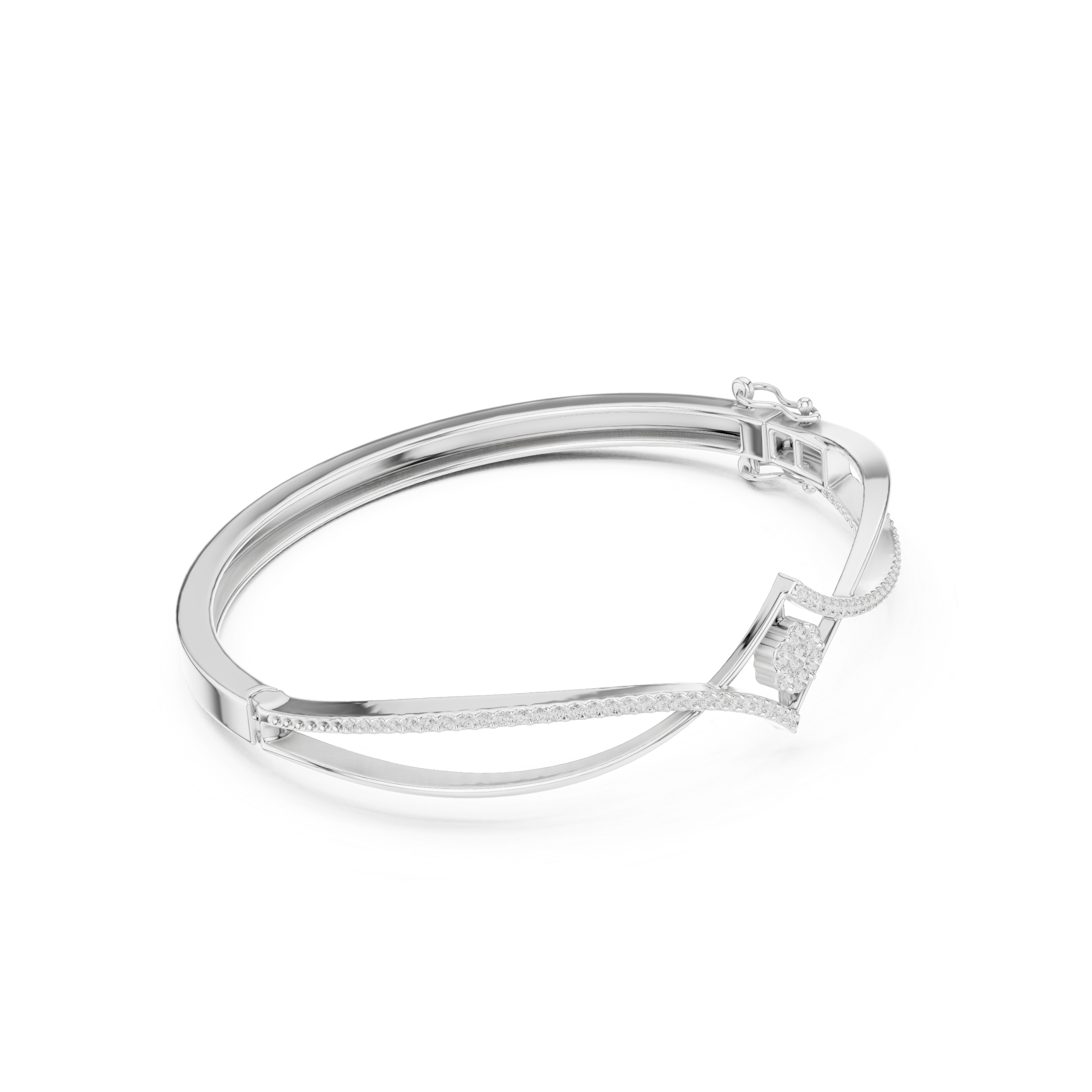 Diamond Center Motif Infinity Bangle Bracelet