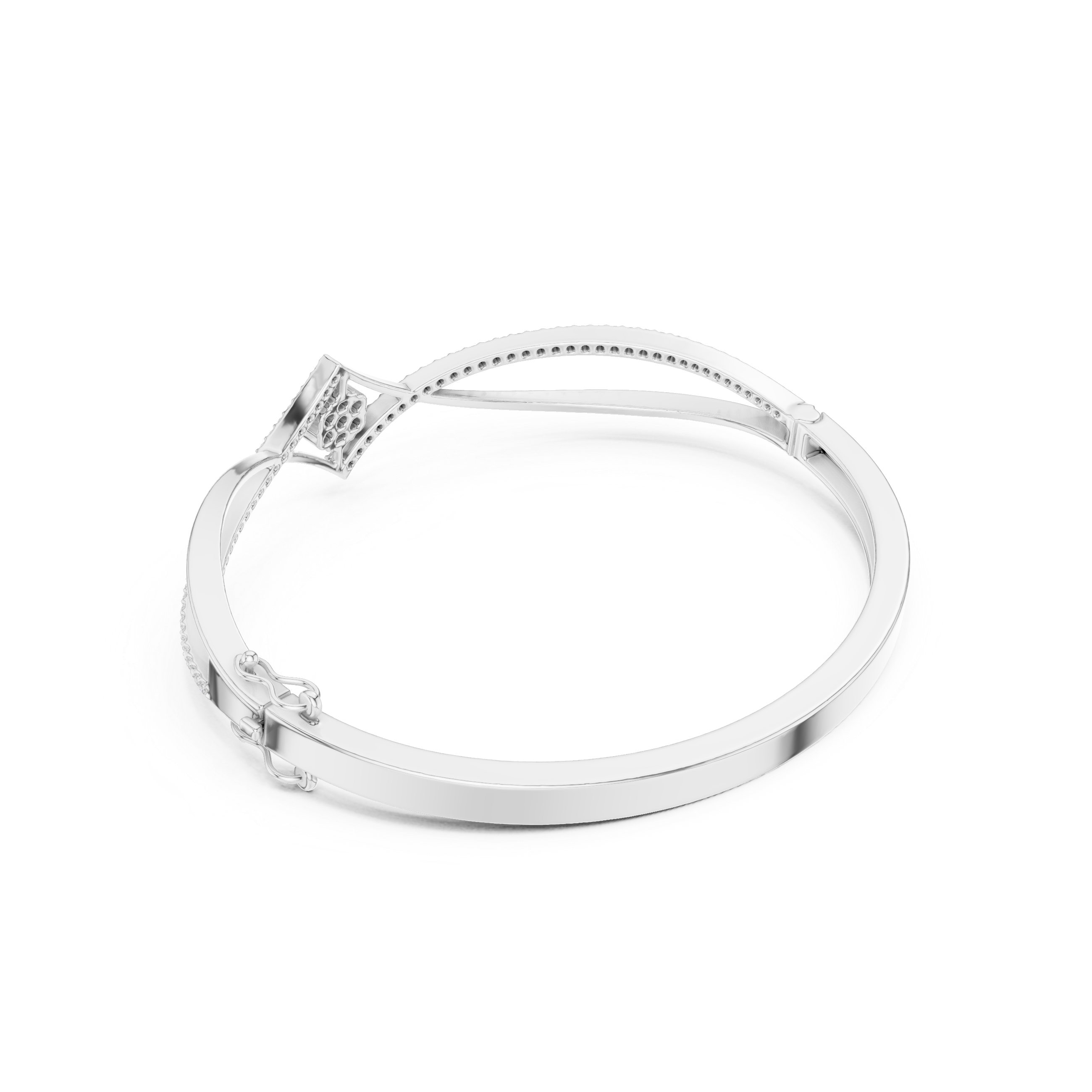 Diamond Center Motif Infinity Bangle Bracelet
