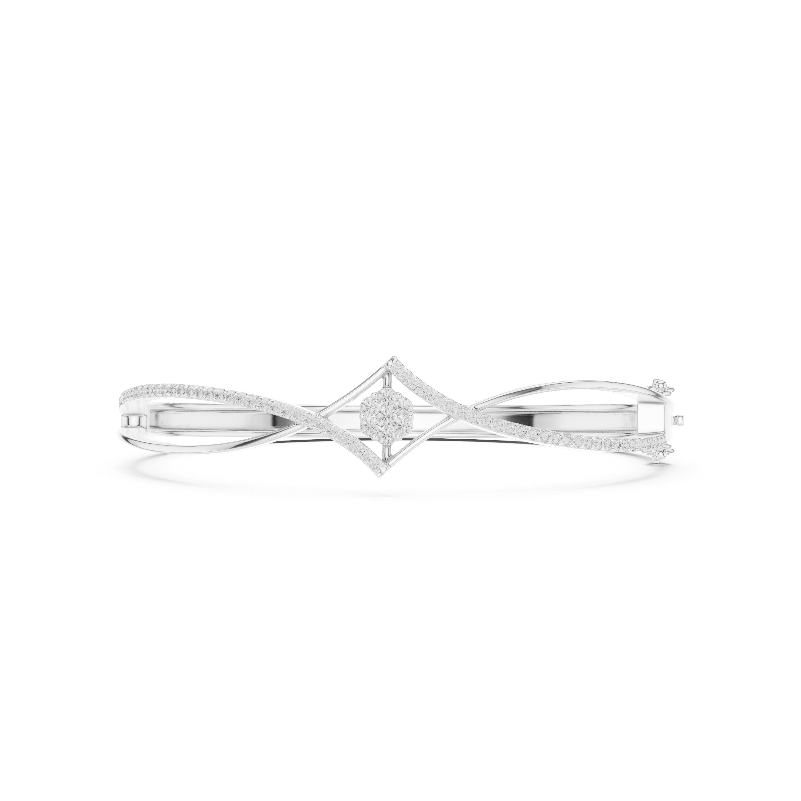 Diamond Center Motif Infinity Bangle Bracelet