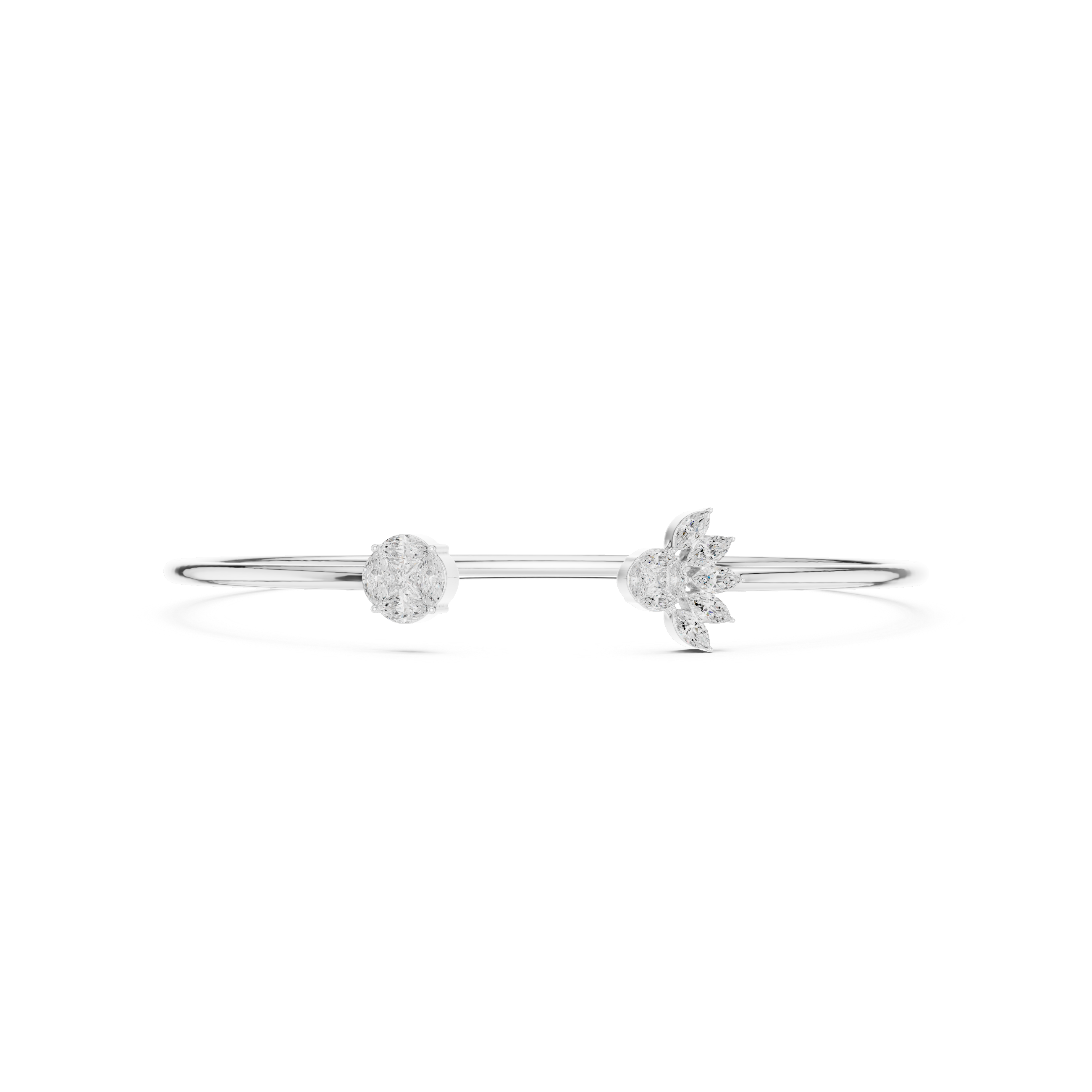 Dual Motif Diamond Open Bangle Bracelet