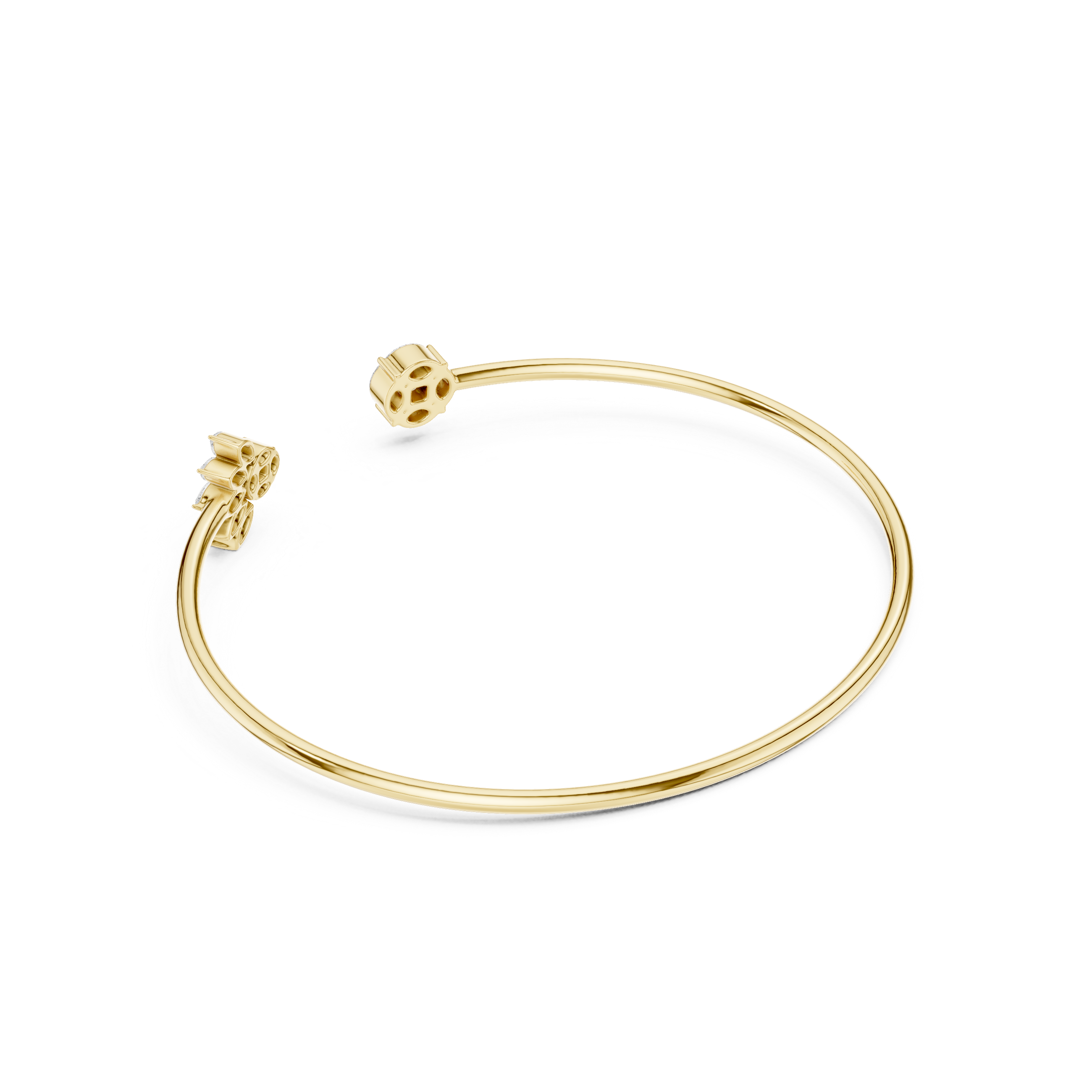 Dual Motif Diamond Open Bangle Bracelet
