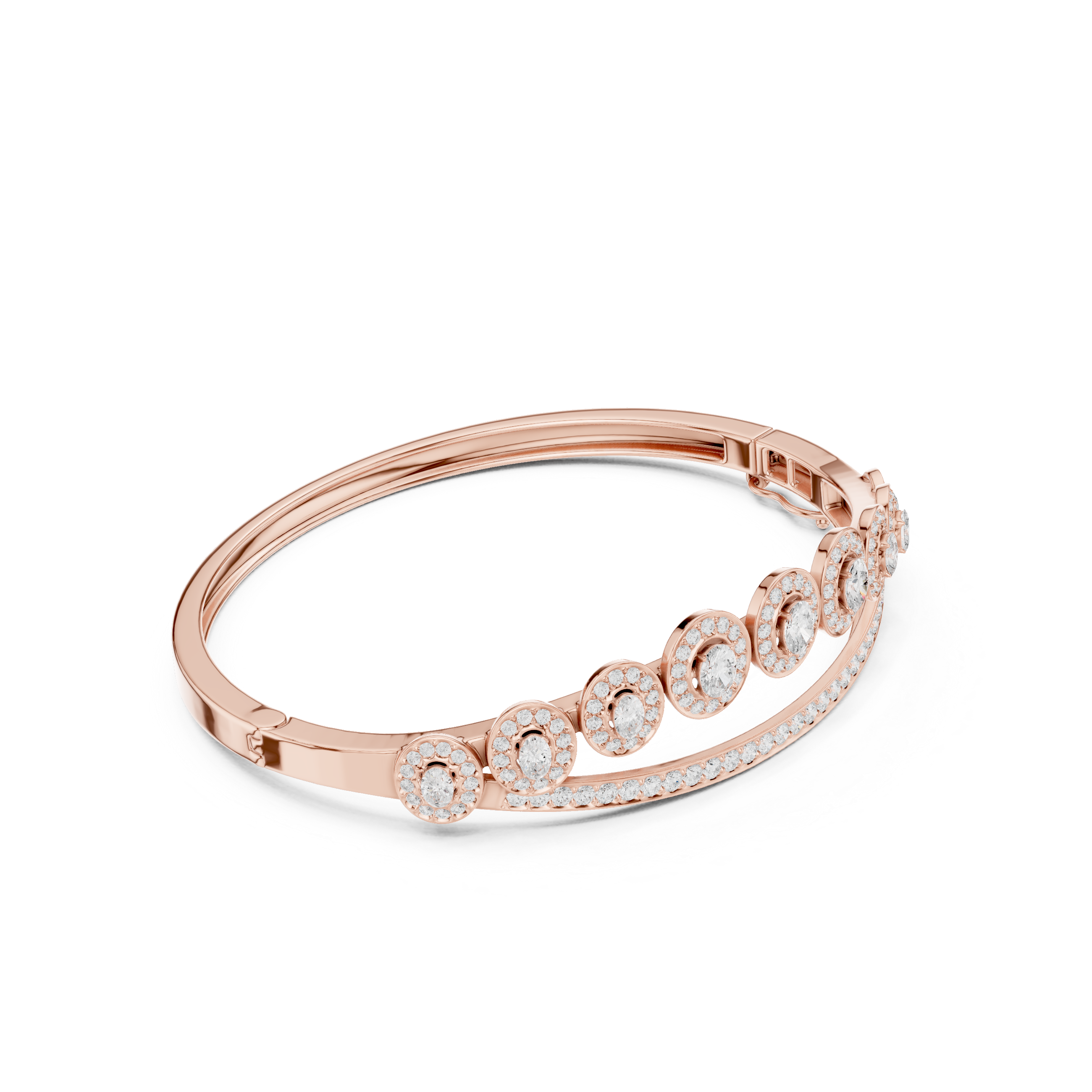 Oval Halo Diamond Bangle