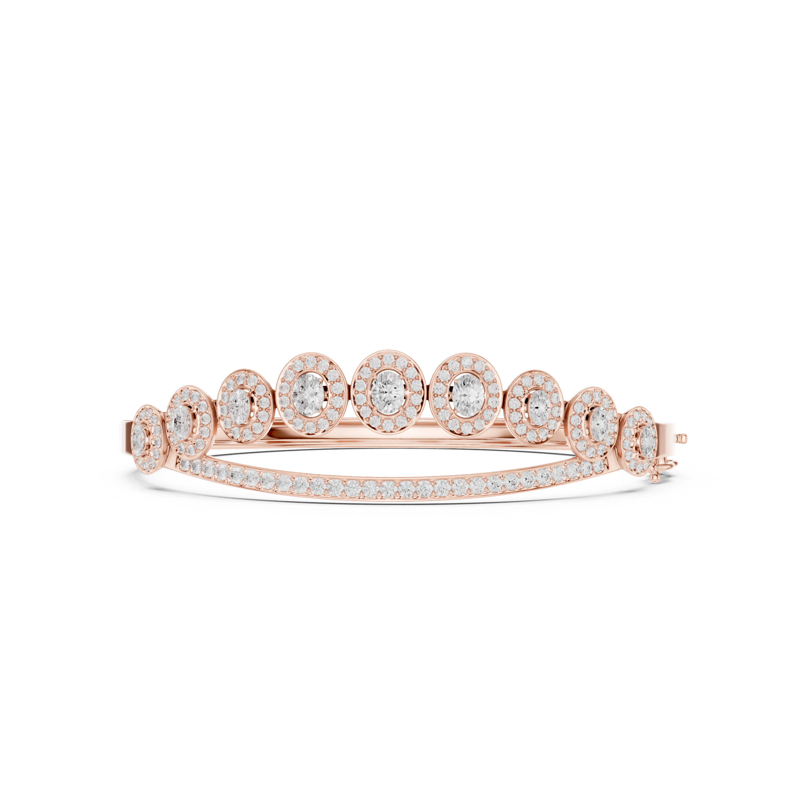 Oval Halo Diamond Bangle