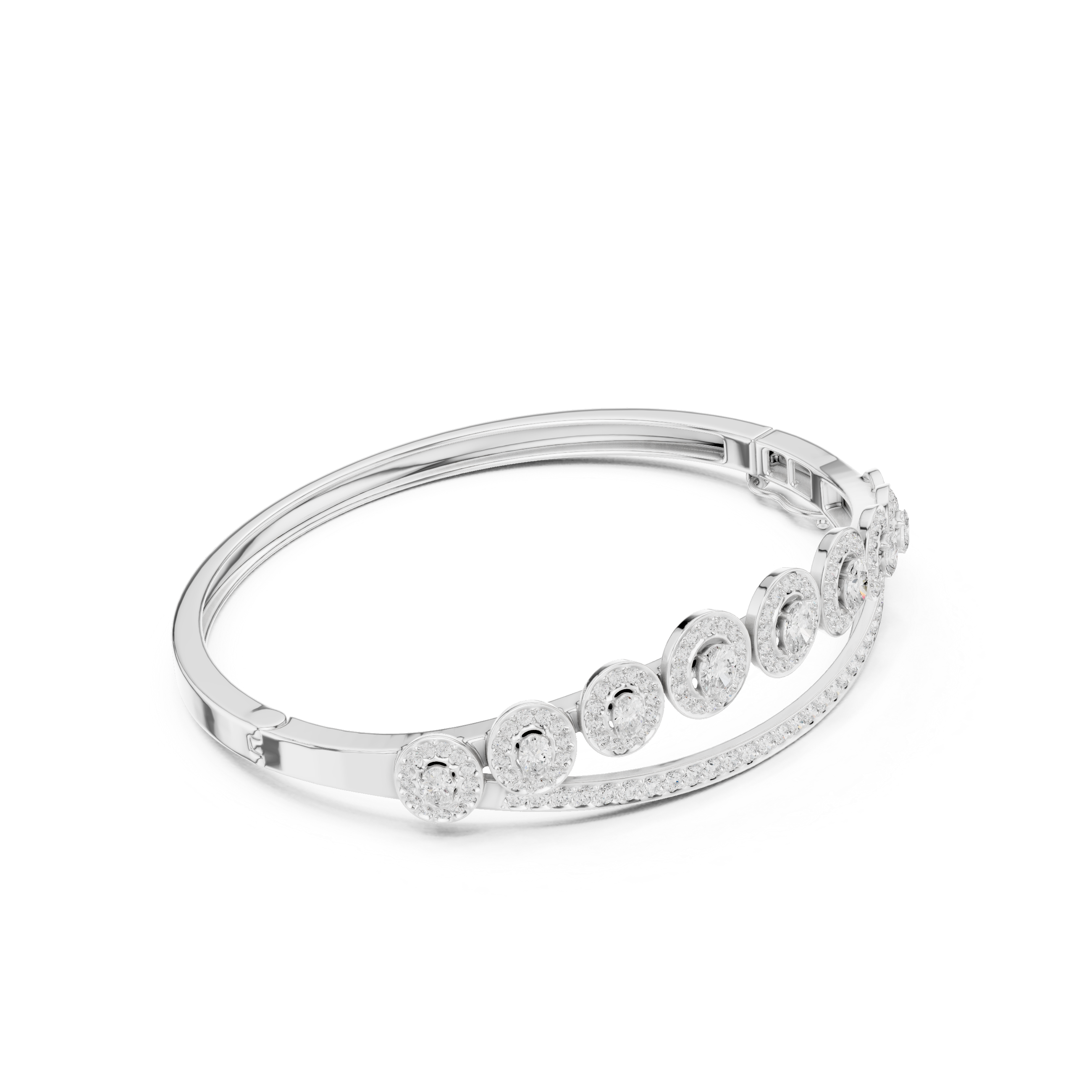 Oval Halo Diamond Bangle