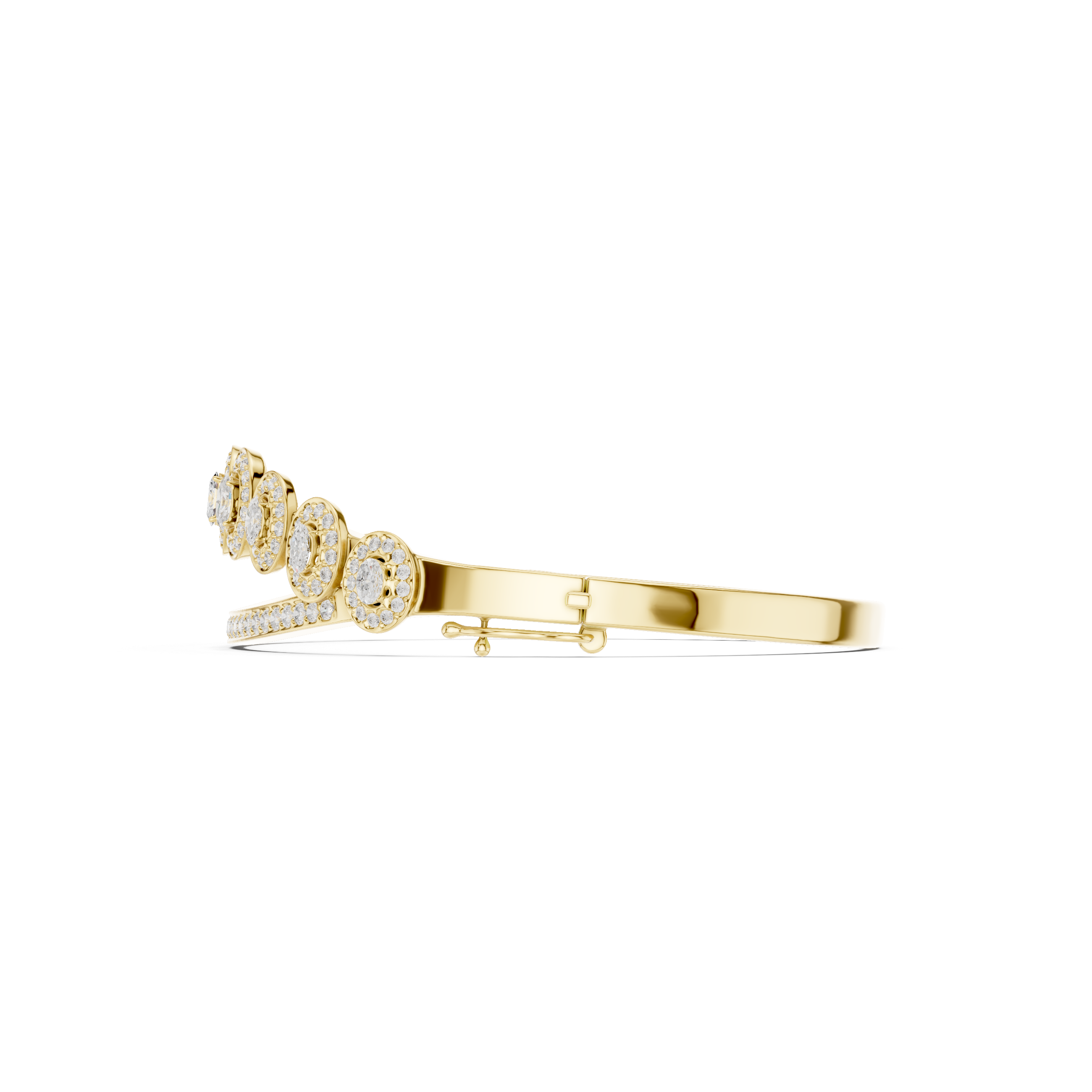 Oval Halo Diamond Bangle