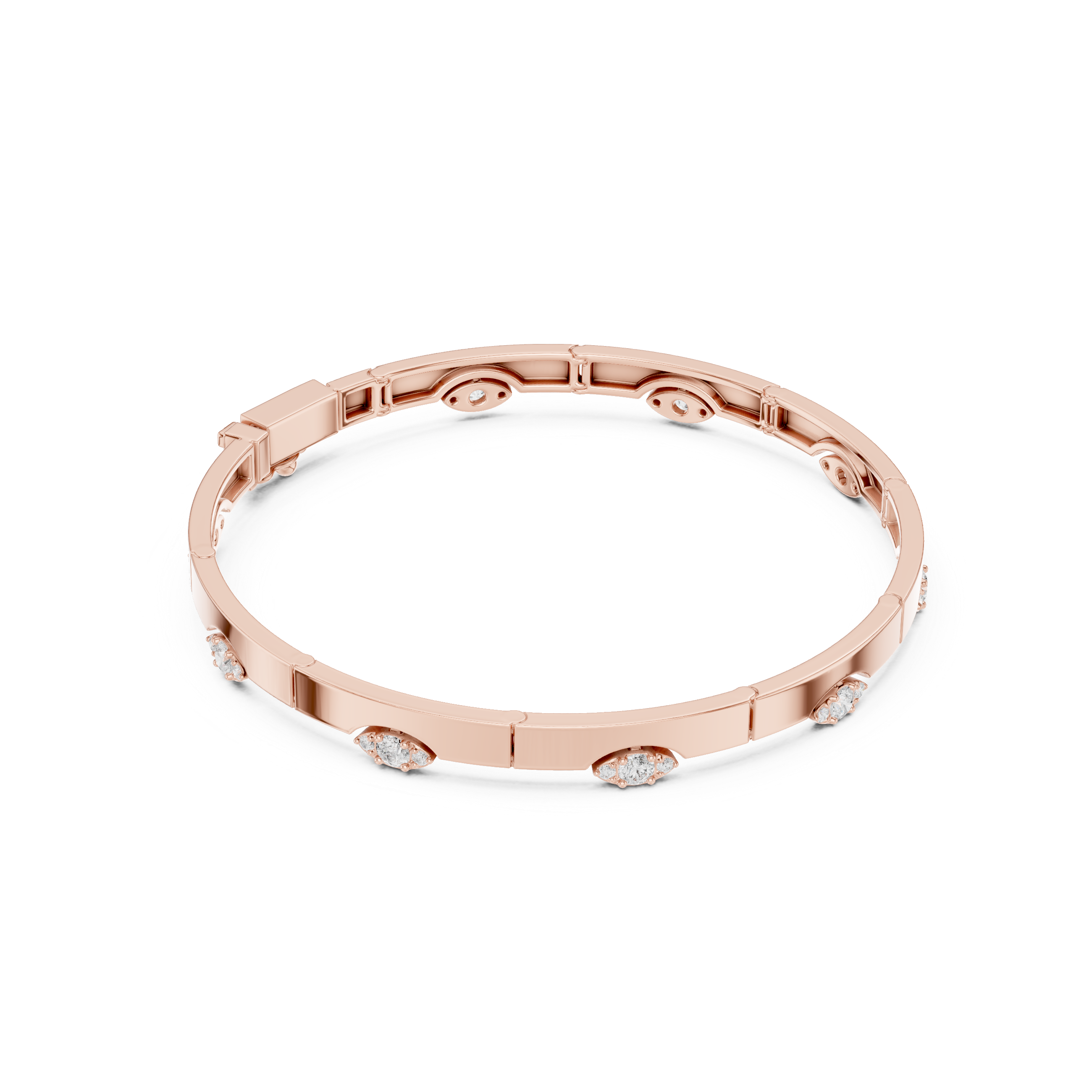 Minimal Eye Motif Diamond Bar Bracelet