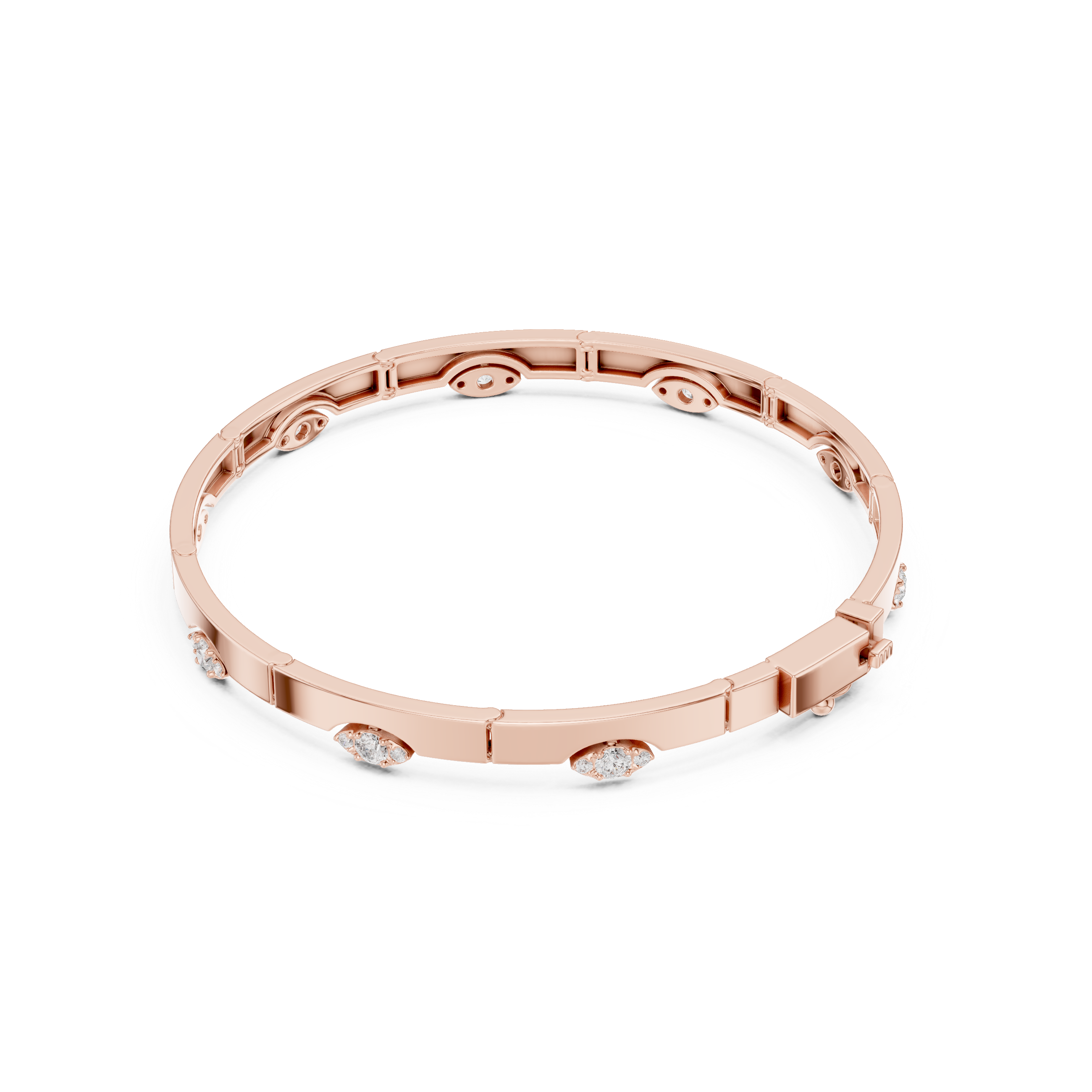 Minimal Eye Motif Diamond Bar Bracelet