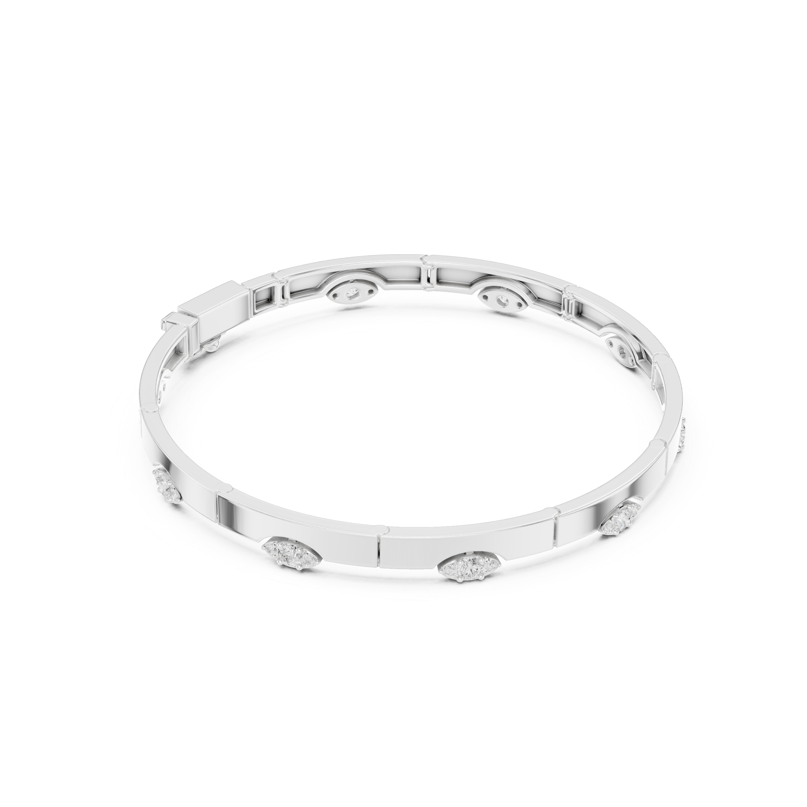 Minimal Eye Motif Diamond Bar Bracelet